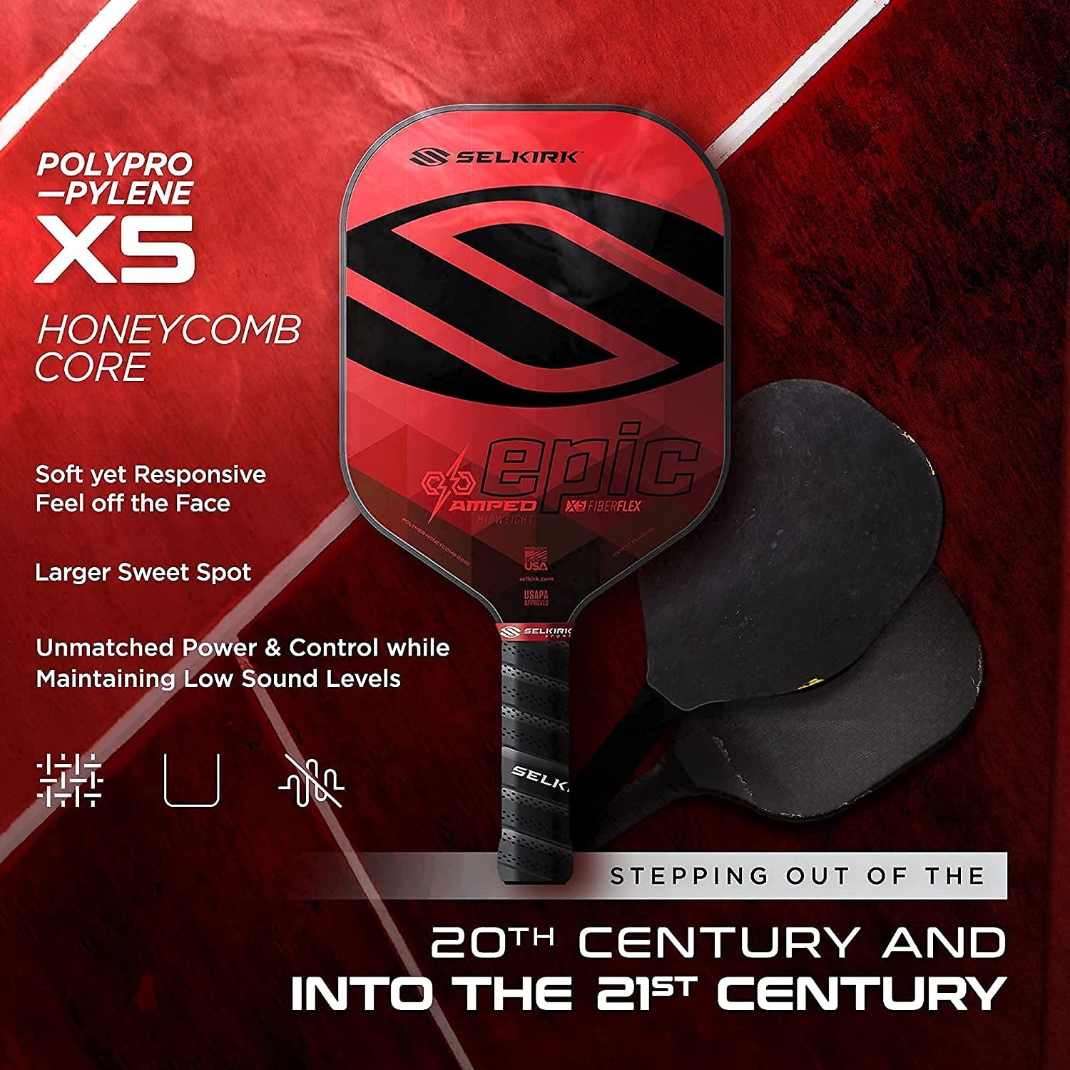 Amped Pickleball Paddle | Assembled in the USA | Amped Control or Amped Pro Fiberglass Pickleball Paddle | Unrivaled Precision & Control