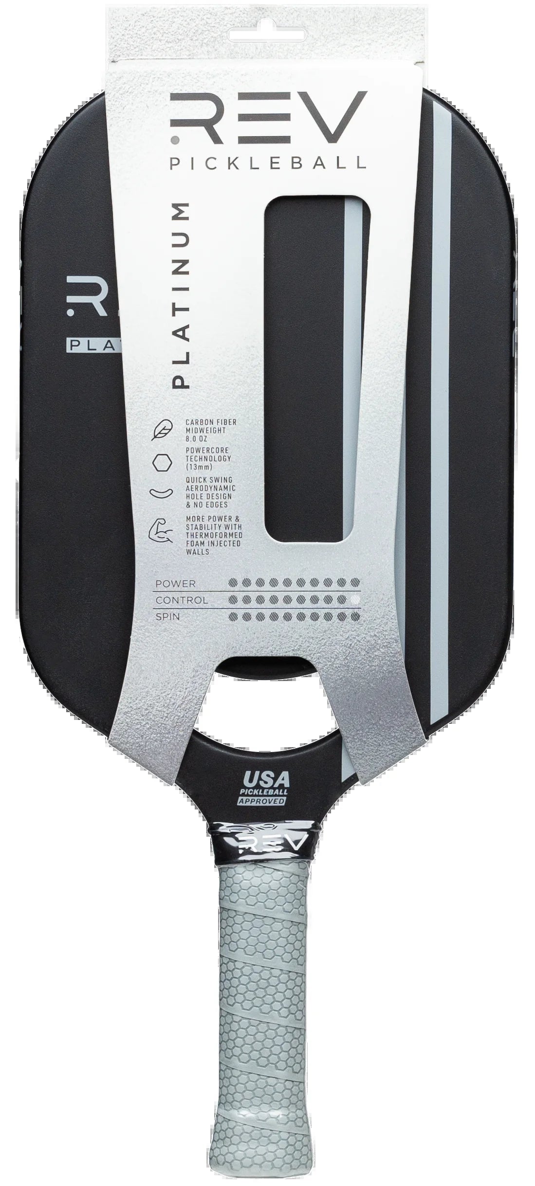 Platinum Pickleball Paddle, Carbon Fiber, Black