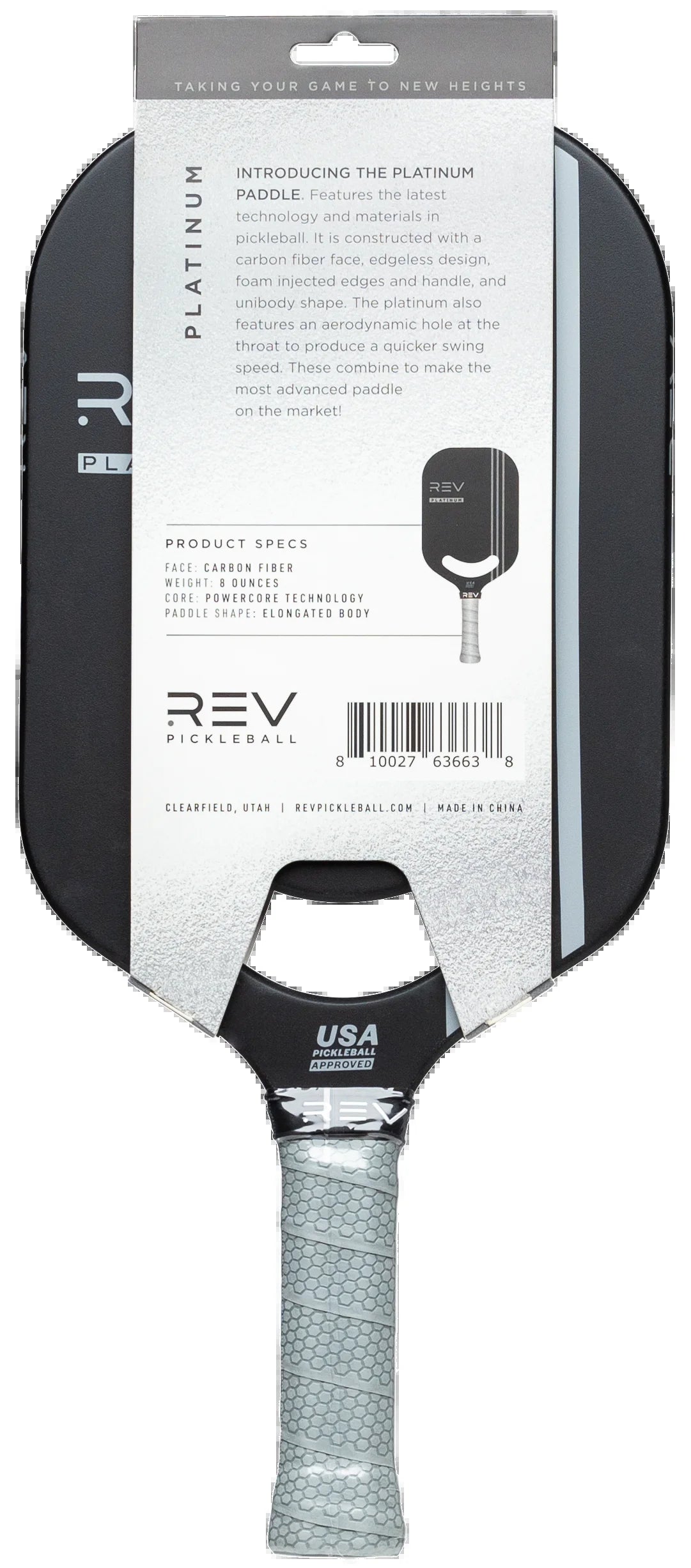 Platinum Pickleball Paddle, Carbon Fiber, Black