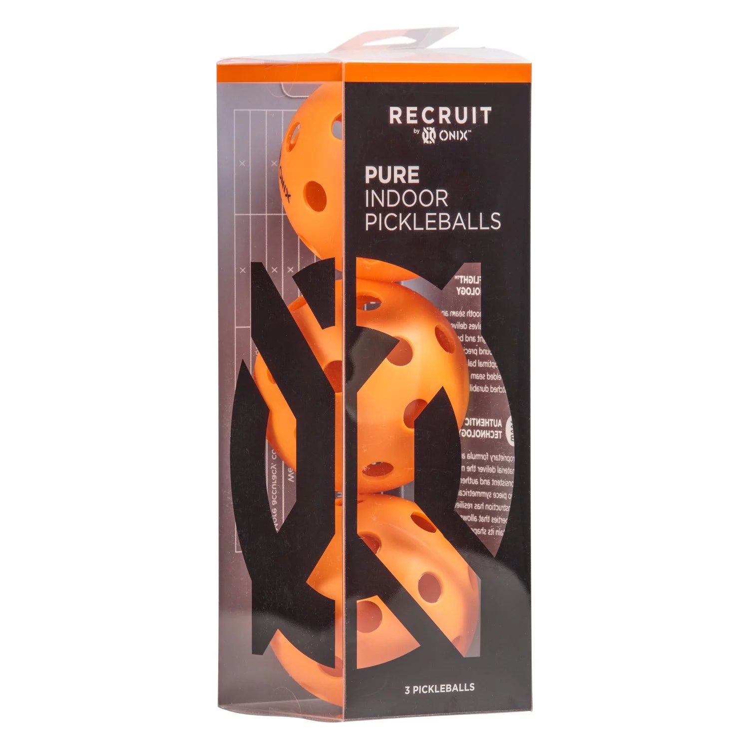 (5 Pack) Recruit by  Pickleball Pure Indoor Balls (Orange, 3-Pack), New, 2.5 Lb