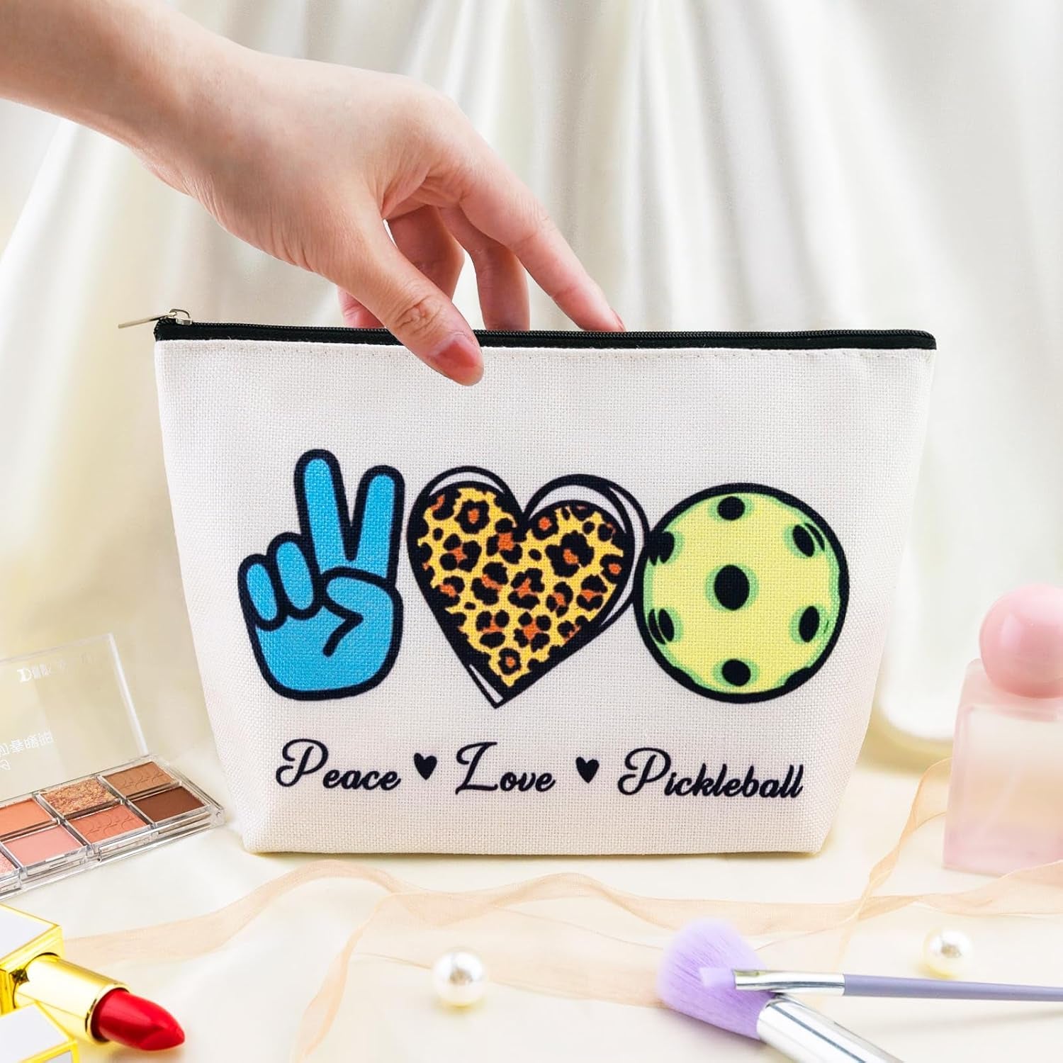 Pickleball Gifts for Women Pickleball Party Favors Pickle Ball Gifts for Woman Pickle Ball Makeup Bag Cosmetic Pouch Snacks Pouch Travel Toiletry Bags for Friends Who Love Sports
