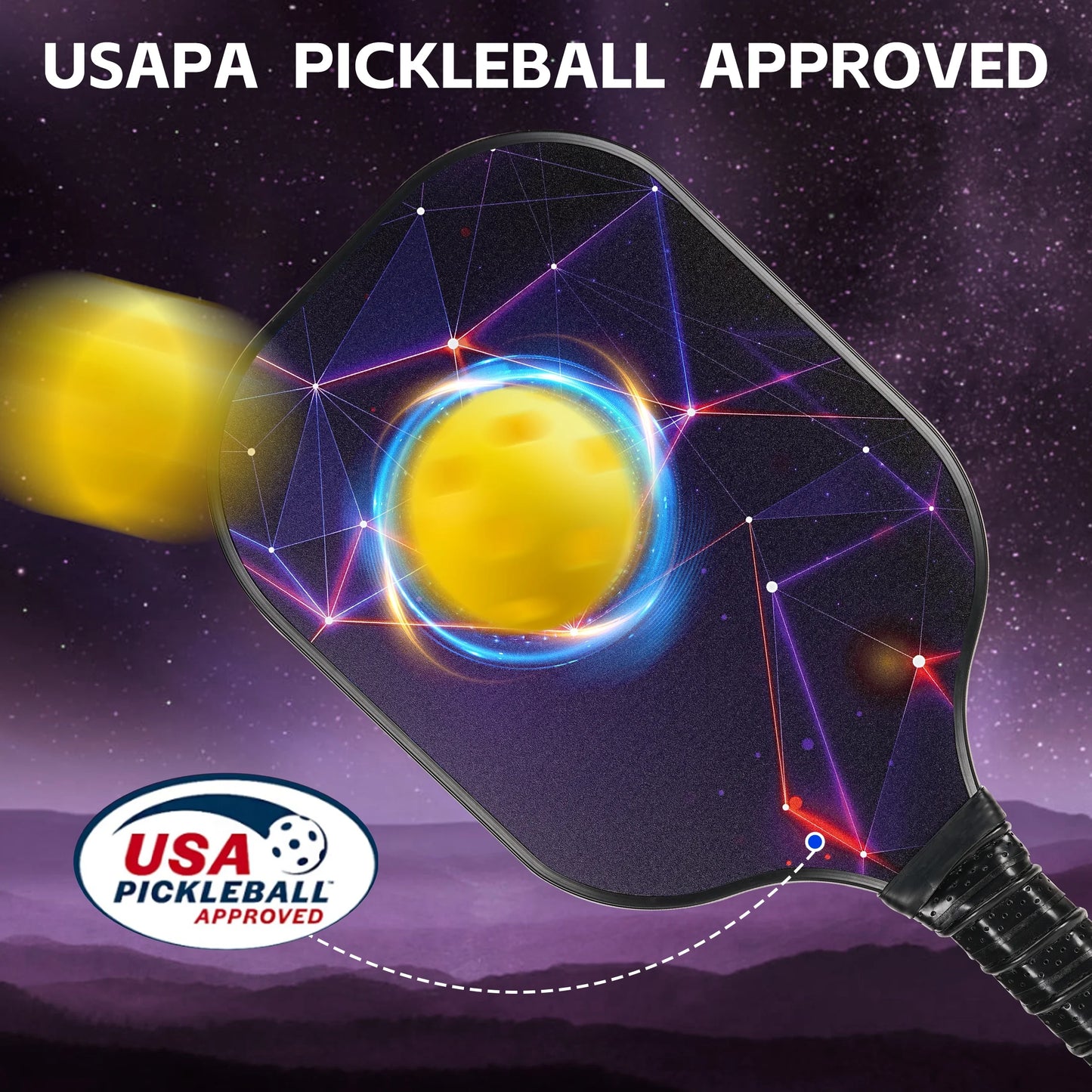 Pickleball Paddles,Usapa Approved Carbon Fiber Surface Pickleball Set of 2 with 4 Pickleball Balls for Beginners & Pros