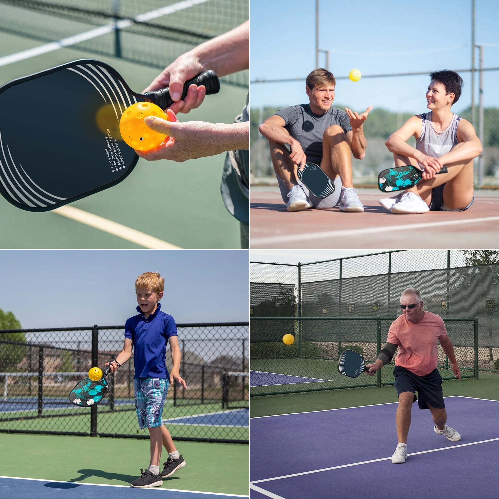 Pickleball Paddle Set for Indoor & Outdoor Fun, Lightweight & Durable, Family-Friendly, USAPA Approved, Includes 2 Paddles & 4 Balls