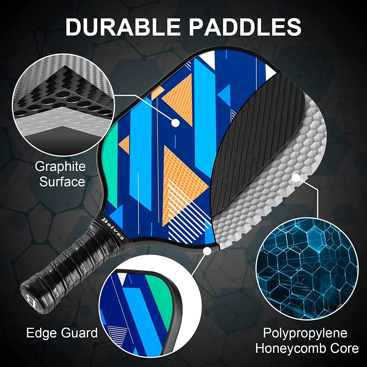 Pickleball Paddles Set of 2 - Lightweight 7.9Oz Pickle Ball Paddle Carbon Fiber Face, Pickleball Racket Kit with Balls & Carry Bag