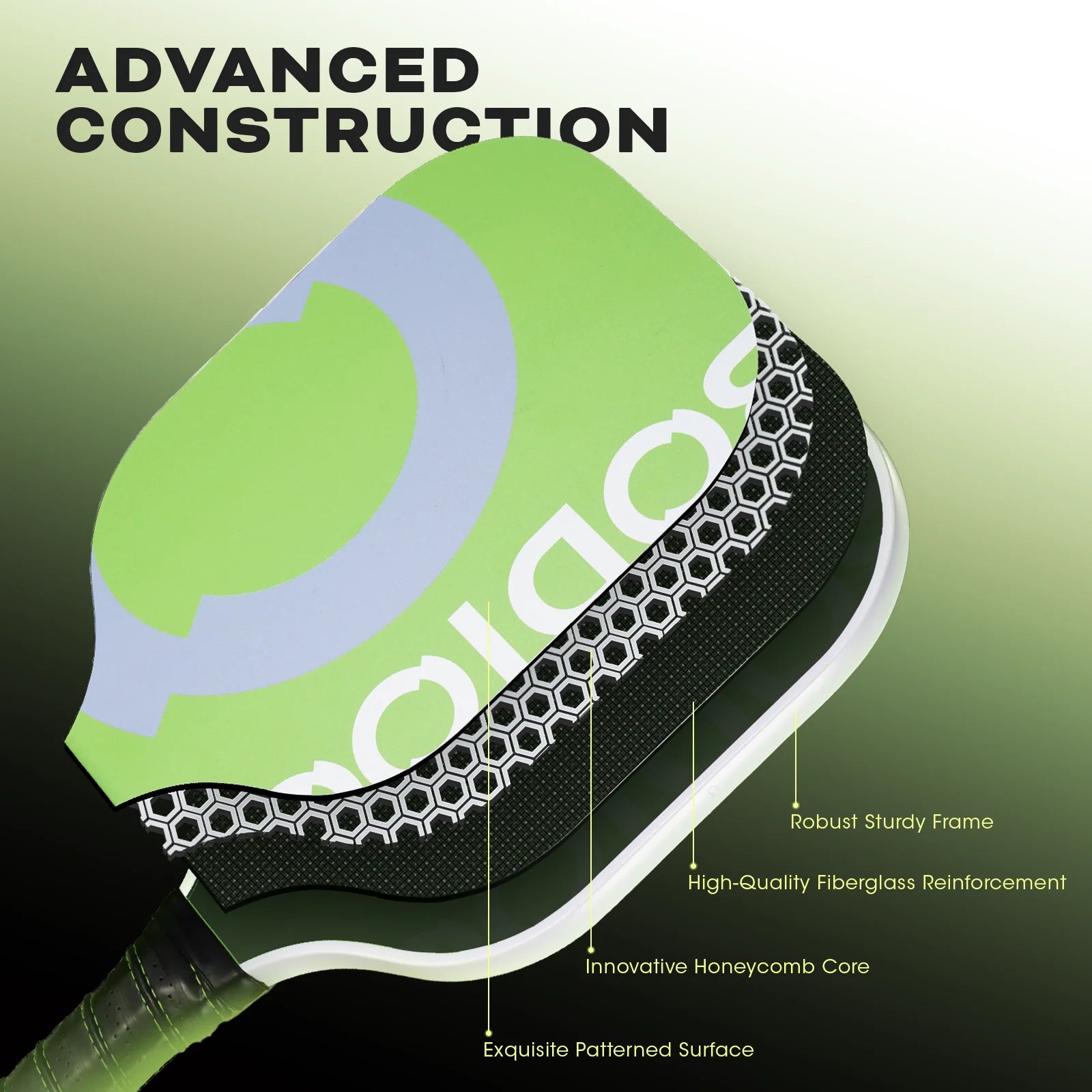 Pickleball Paddle Set with 4 Pickleball Anti-Slip Sweat-Absorbing Grip Portable Carry Bag Fiberglass Surface for Men Women