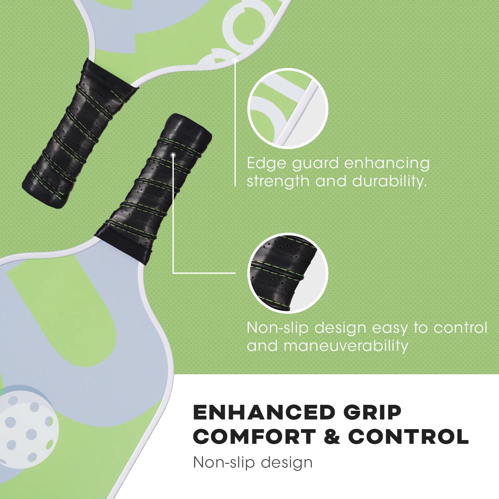 Pickleball Paddle Set with 4 Pickleball Anti-Slip Sweat-Absorbing Grip Portable Carry Bag Fiberglass Surface for Men Women