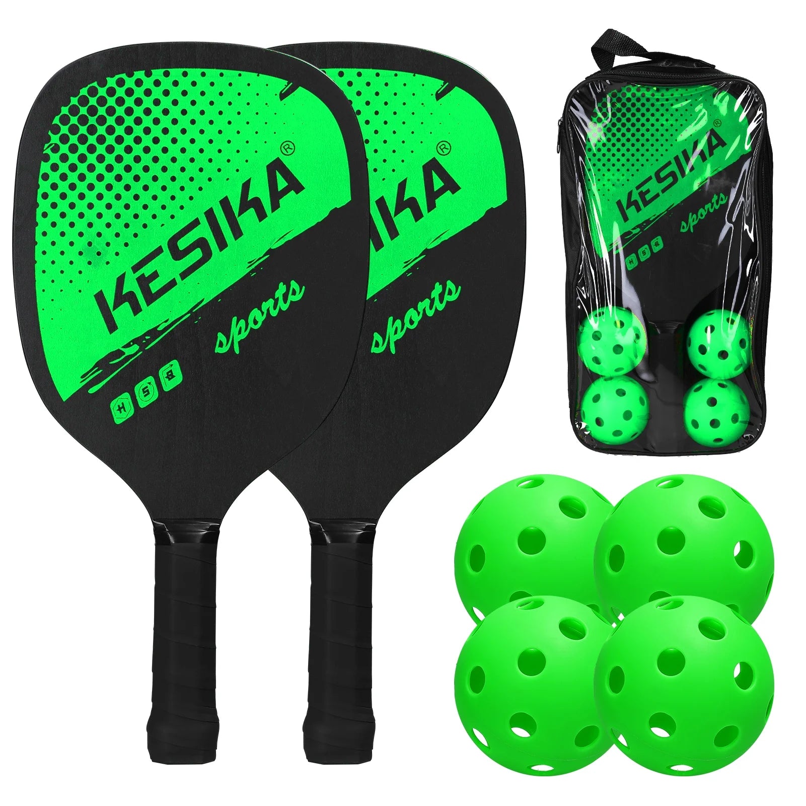 Pickleball Paddle Set Pickleball Rackets Ball Set 2 Rackets & 4 Pickleball Balls with Carrying Bag for Men Women