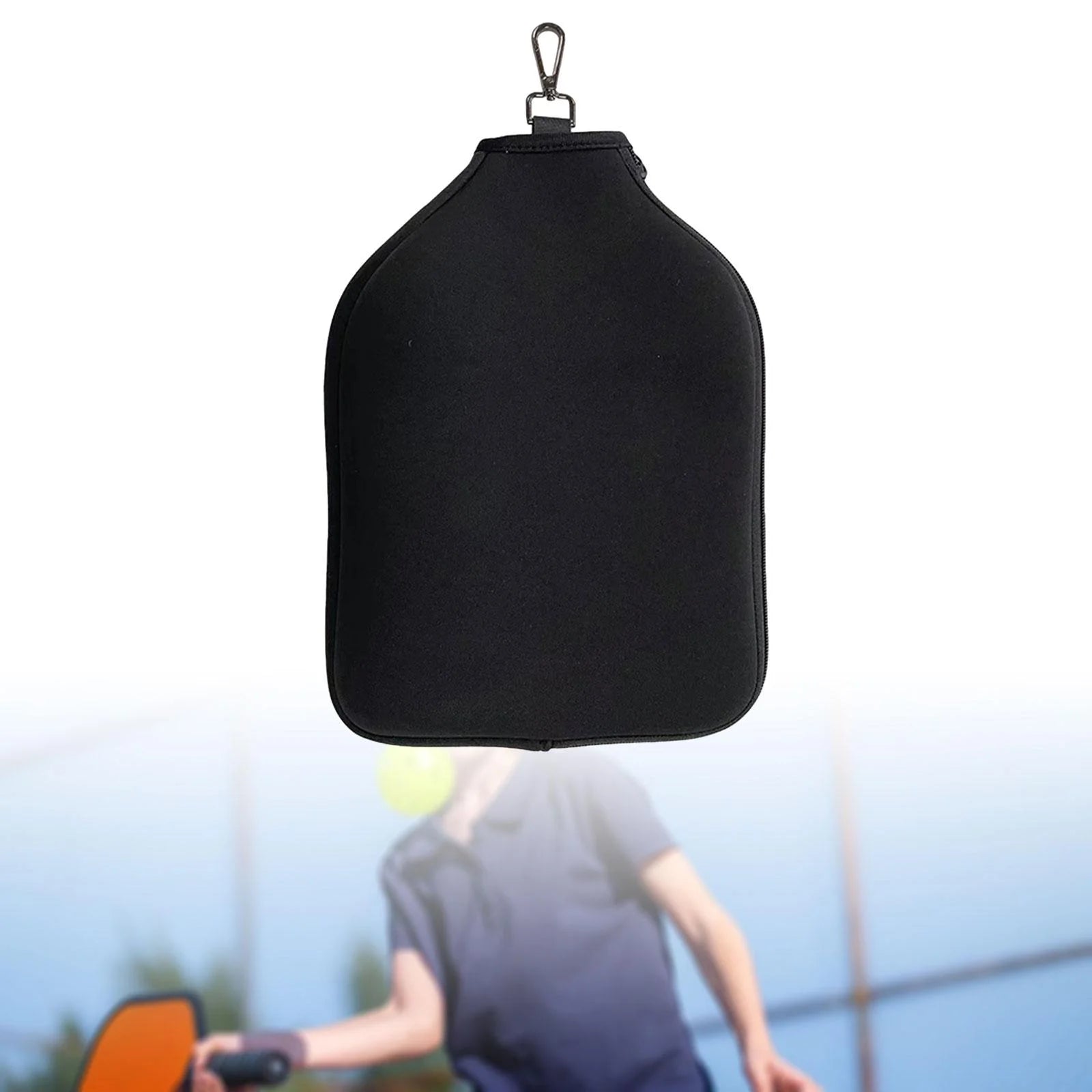 Neoprene Paddle Cover Racket Sleeve, Protective Pouch, Storage Carrier with Storage Pocket Pickleball Head Cover Black