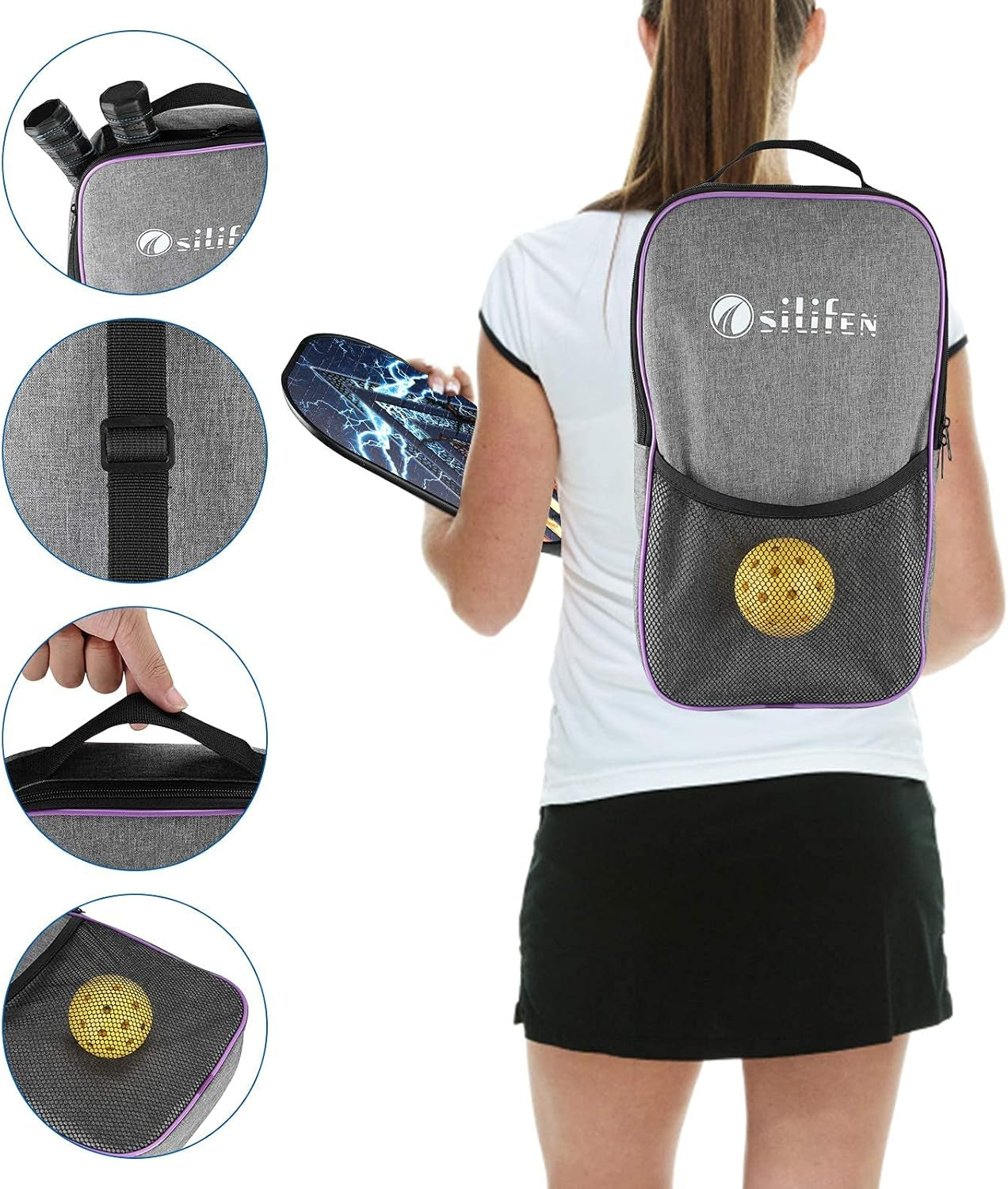 Pickleball Paddles Set, Graphite Pickleball Paddle Set of 2 Rackets and 4 Balls, Lightweight Pickle Ball Raquette Set with Bag, Edge Guard and Ergonomic Grip, Pickleball Set for Men and Women