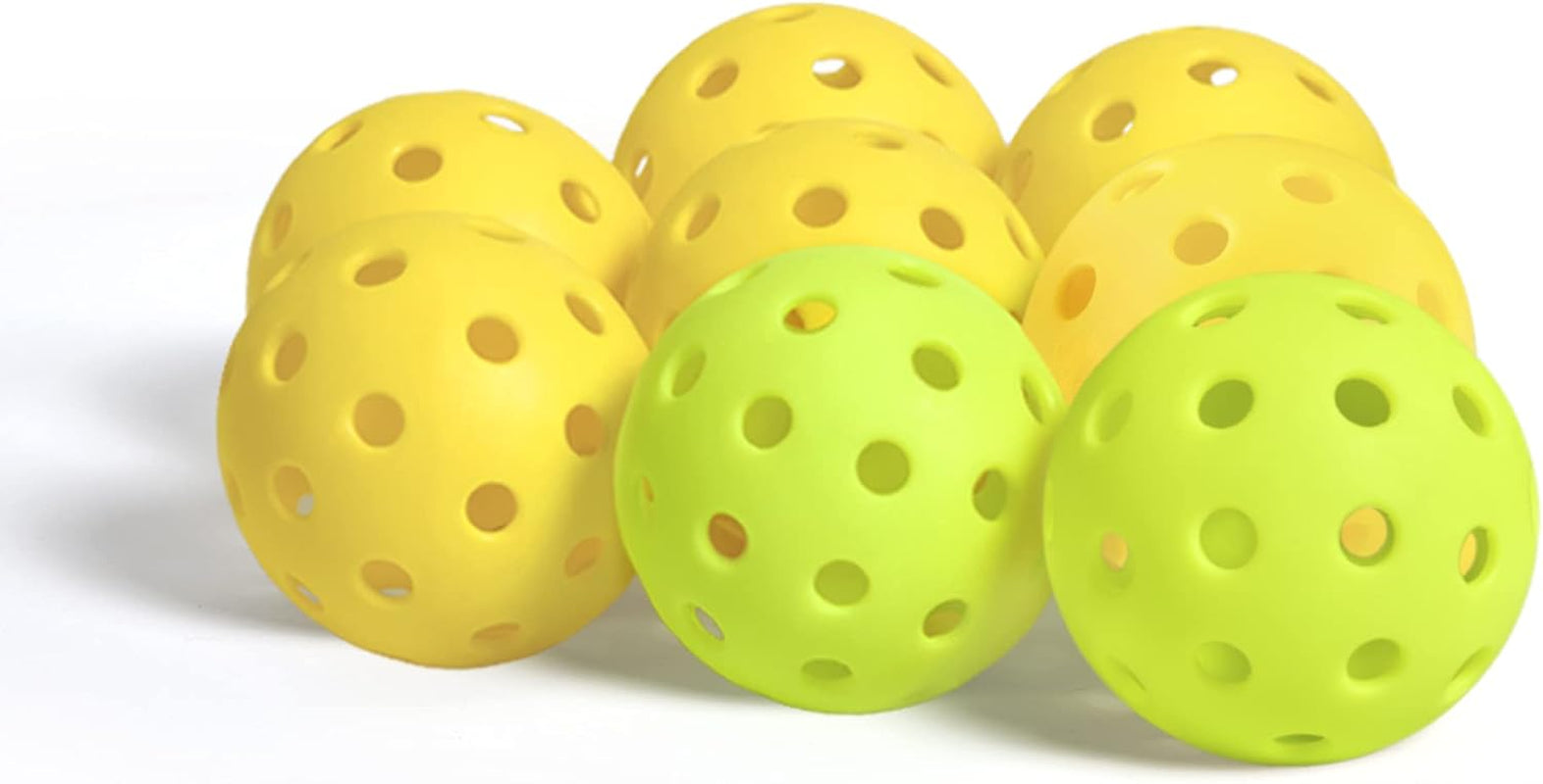 Kiebosi Outdoor Pickleball Balls 8 Pack, Pickleball Ball Set for Pickleball Practices Fun Playing, 40 Holes Pickleballs, Yellow+Green