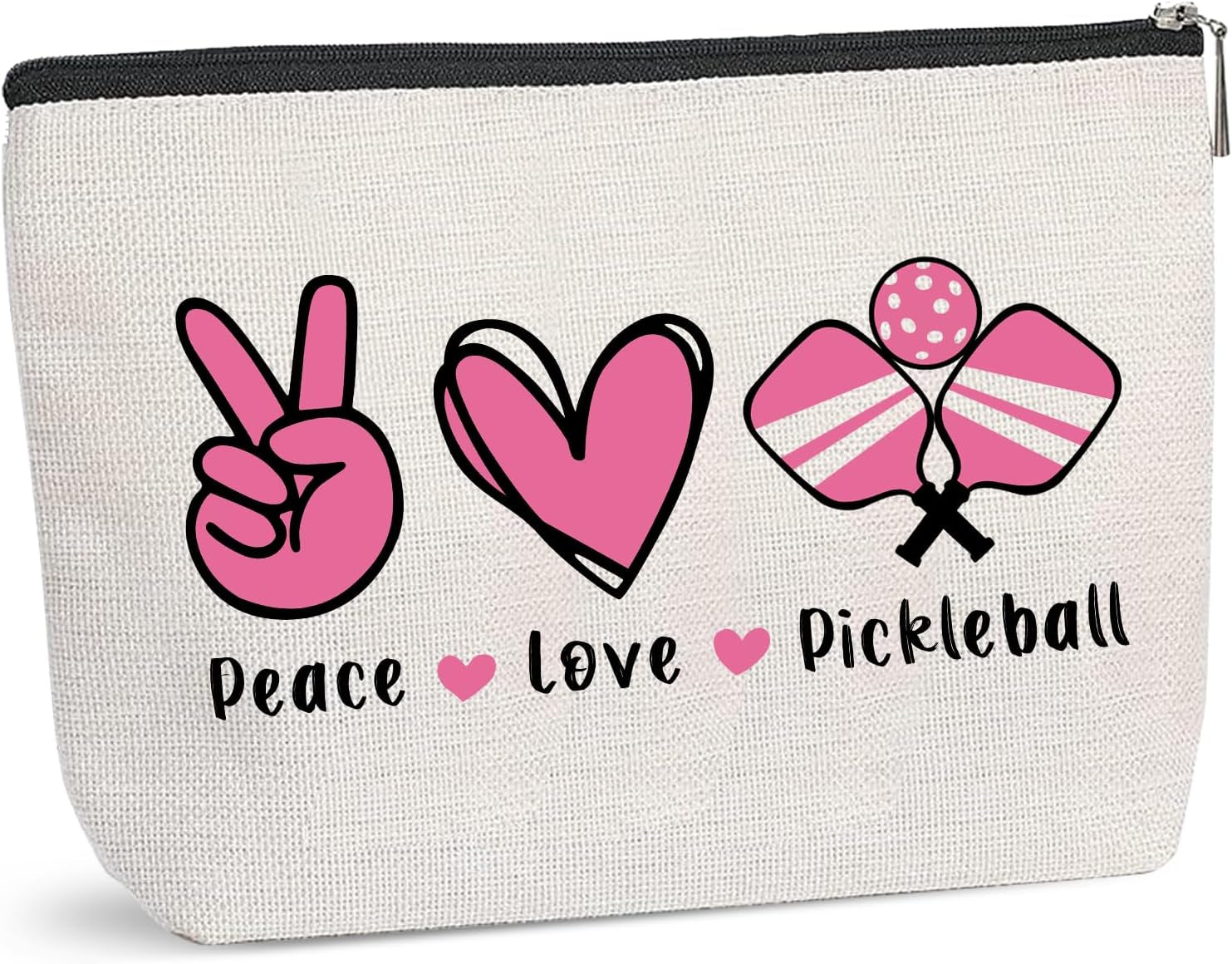 Peace Love Pickleball Cosmetic Bag Pickleball Makeup Bag Cosmetic Makeup Bag Pickleball Player Gift Pickleball Girl Survival Kit Makeup Zipper Pouch Bag Pickleball Training Gift