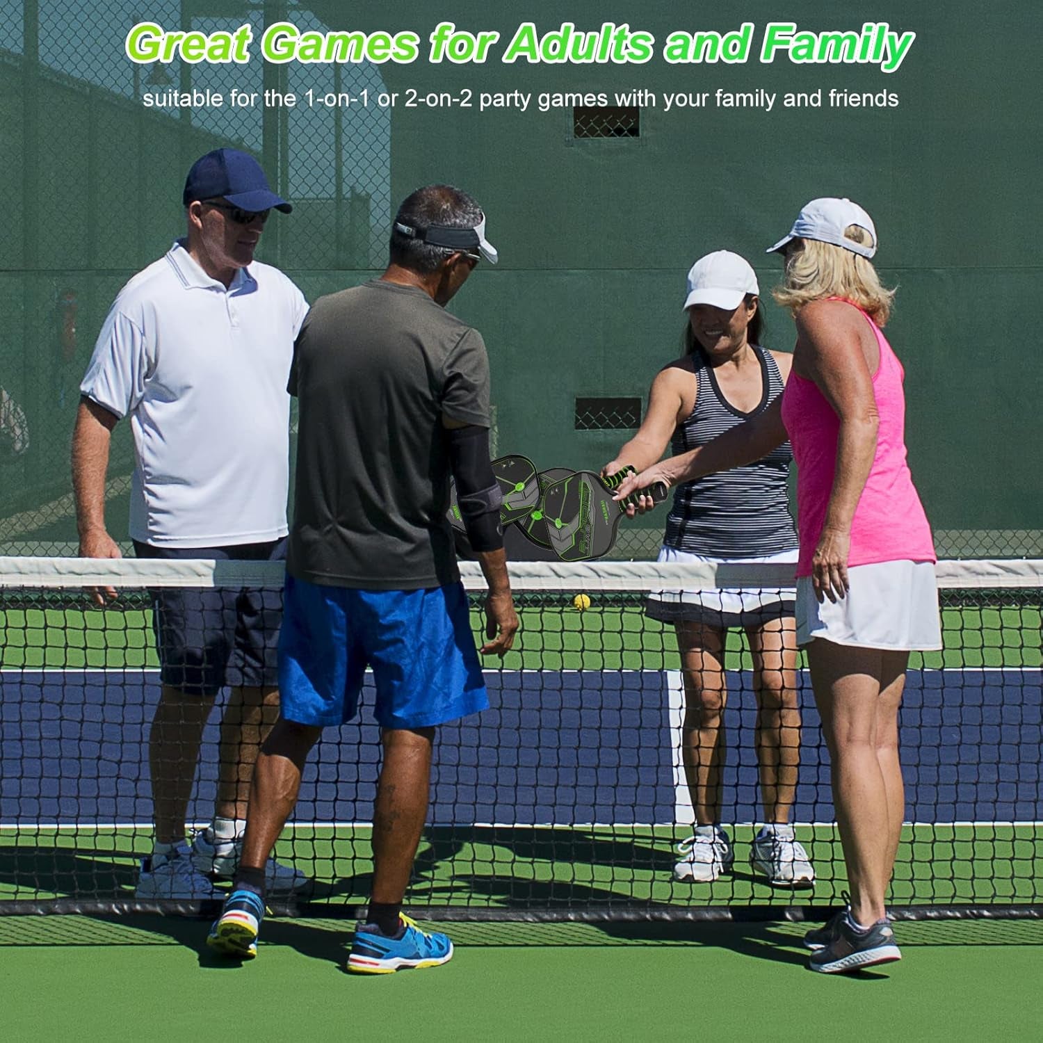 Graphite Pickleball Paddles, Pro Pickleball Paddle Set of 2 Lightweight Carbon Fiber Pickleball Racket with 4 Pickleball Balls & Portable Bag Polymer Soft Non-Slip Grip