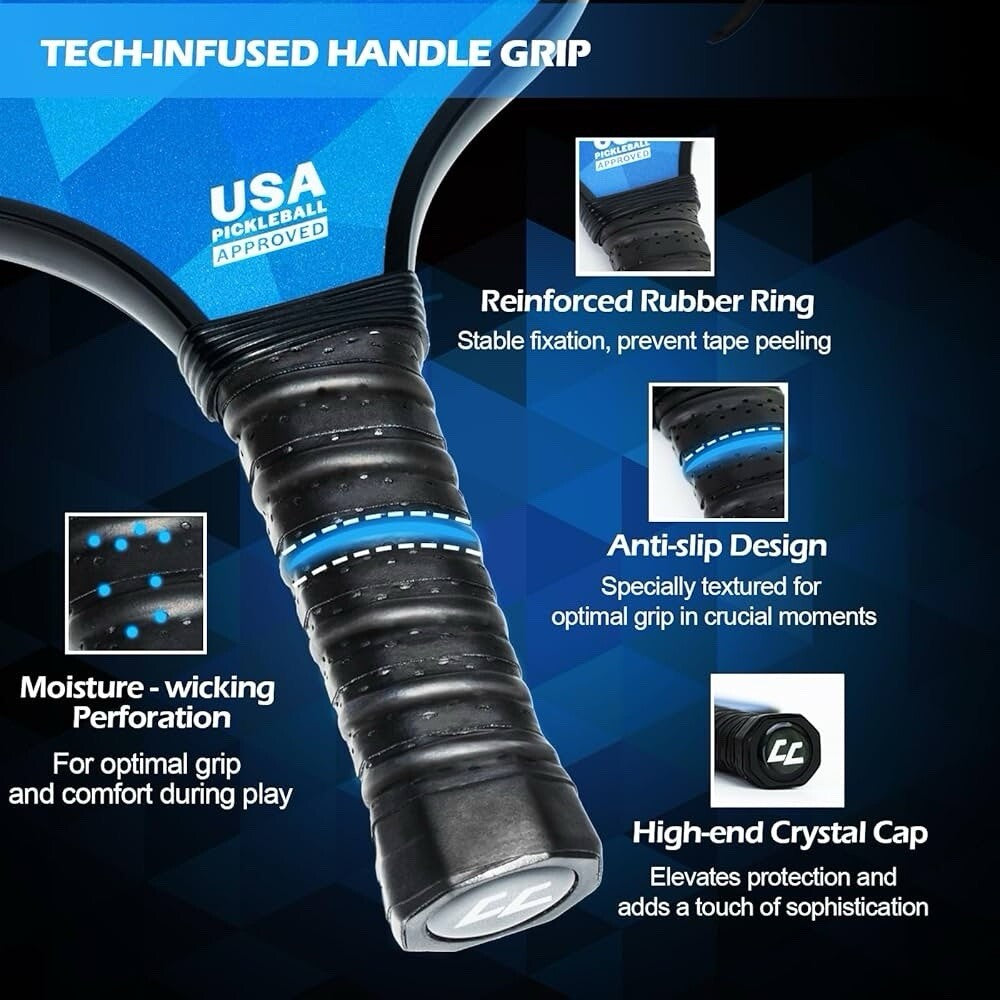 Econour Pickleball Paddles Set of 2 - USAPA Approved Fiberglass Pickleball Paddl