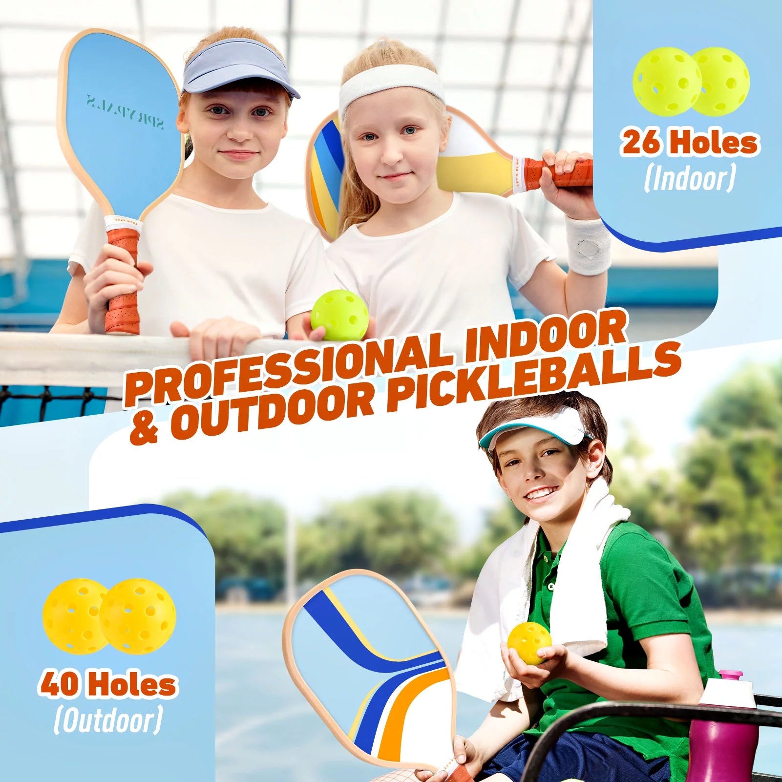 Pickleball Paddles, USAPA Approved Pickleball Set of 4, Wooden Paddles, 4 Balls, Pickle Ball Set Gifts for Women Men