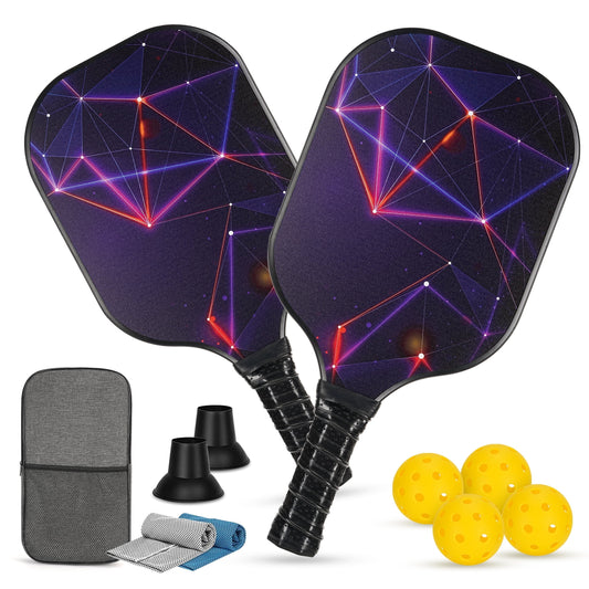 Pickleball Paddles,Usapa Approved Carbon Fiber Surface Pickleball Set of 2 with 4 Pickleball Balls for Beginners & Pros