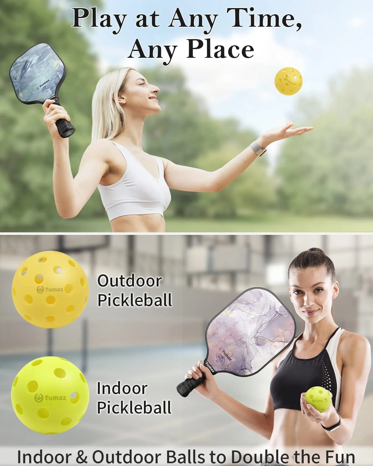 Pickleball Set - Premium Fiberglass Pickle Ball Paddles