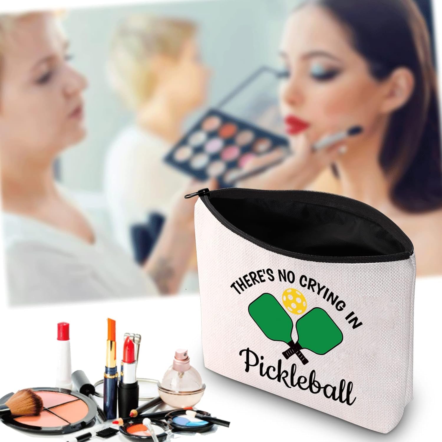 Pickleball Cosmetic Bag There’S No Crying in Pickleball/Always Pickleball Season Cosmetic Bag Pickleball Player Makeup Bag