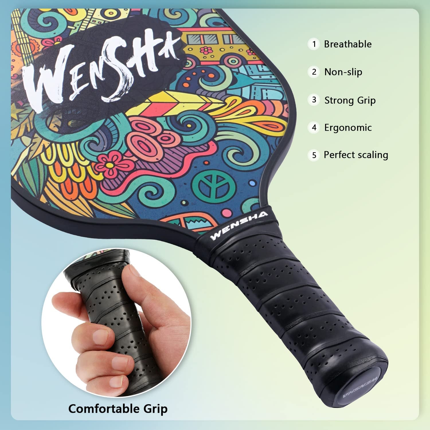 Pickleball Paddles - Pickleball Raquette Set of 2 Pickleball Rackets 4 Pickleballs Outdoor Indoor Portable Bag Polypropylene Honeycomb Core Graphite Surface Pickleball Set Gift for Women Men Adults