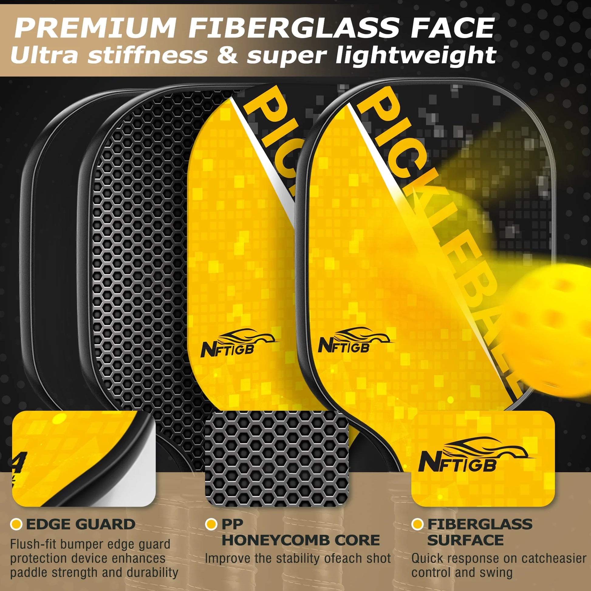 Pickleball Paddle Set – Trending Sport for All Ages, Lightweight Fiberglass, USAPA Approved, 2 Paddles + 4 Balls Included