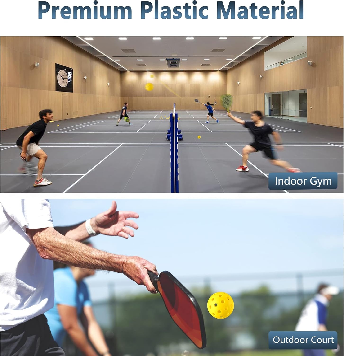 Kiebosi Outdoor Pickleball Balls 8 Pack, Pickleball Ball Set for Pickleball Practices Fun Playing, 40 Holes Pickleballs, Yellow+Green