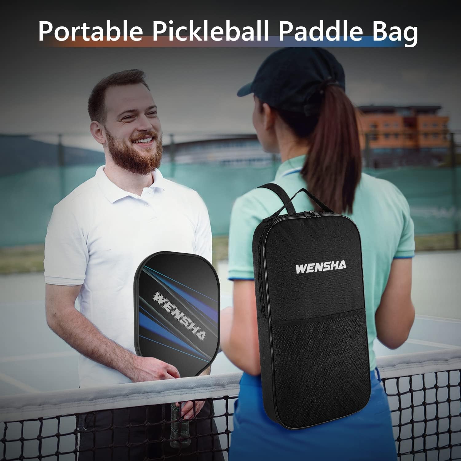 Pickleball Paddles Set - Pickle Ball Raquette Set of 2 Pickleball Rackets 4 Pickleballs Balls Portable Bag Polypropylene Honeycomb Core Graphite Surface Lightweight Pickleball Set Gift Outdoor Indoor