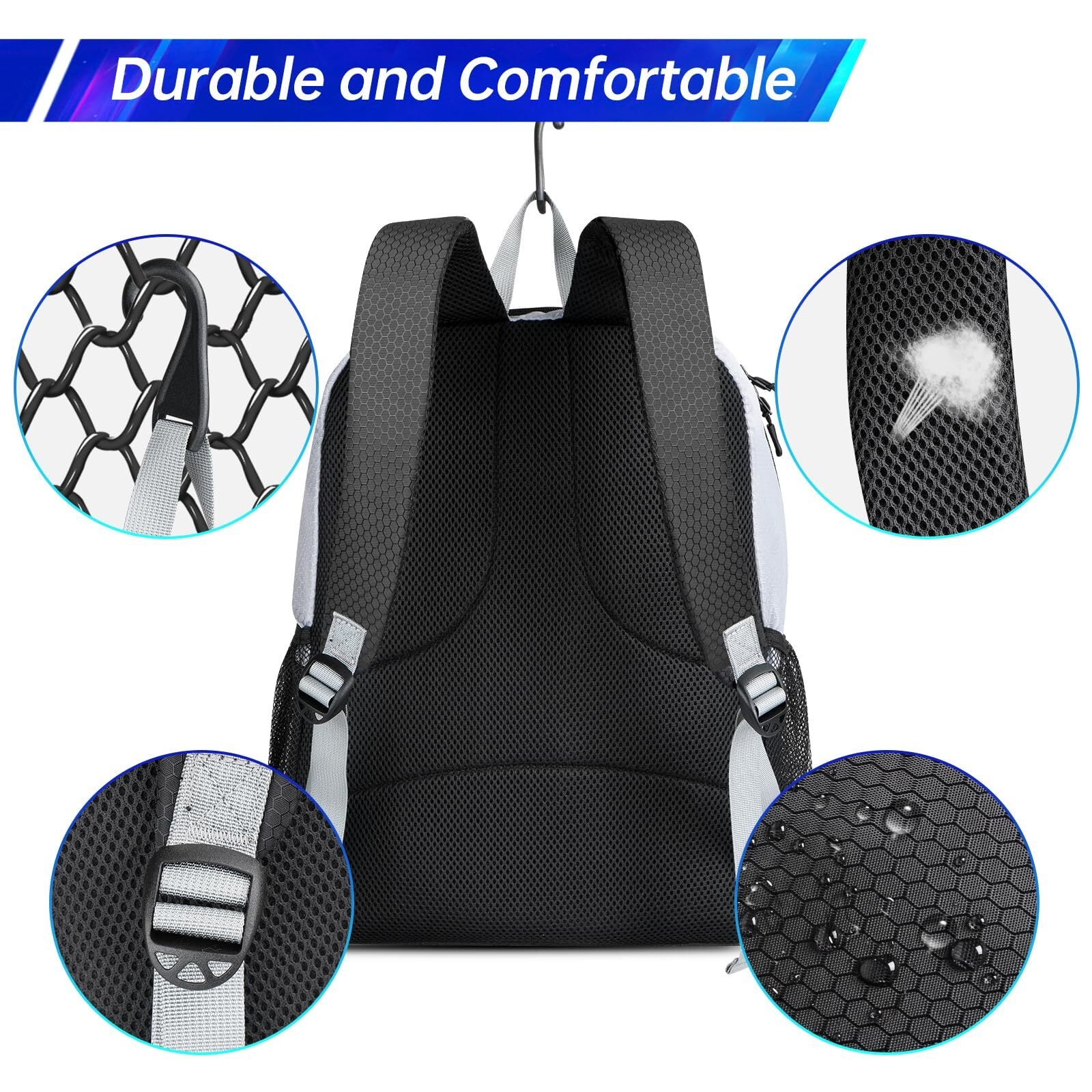 Pickleball Bag Backpack with Shoe Compartment, Fence Hook for Men Women, Larg...