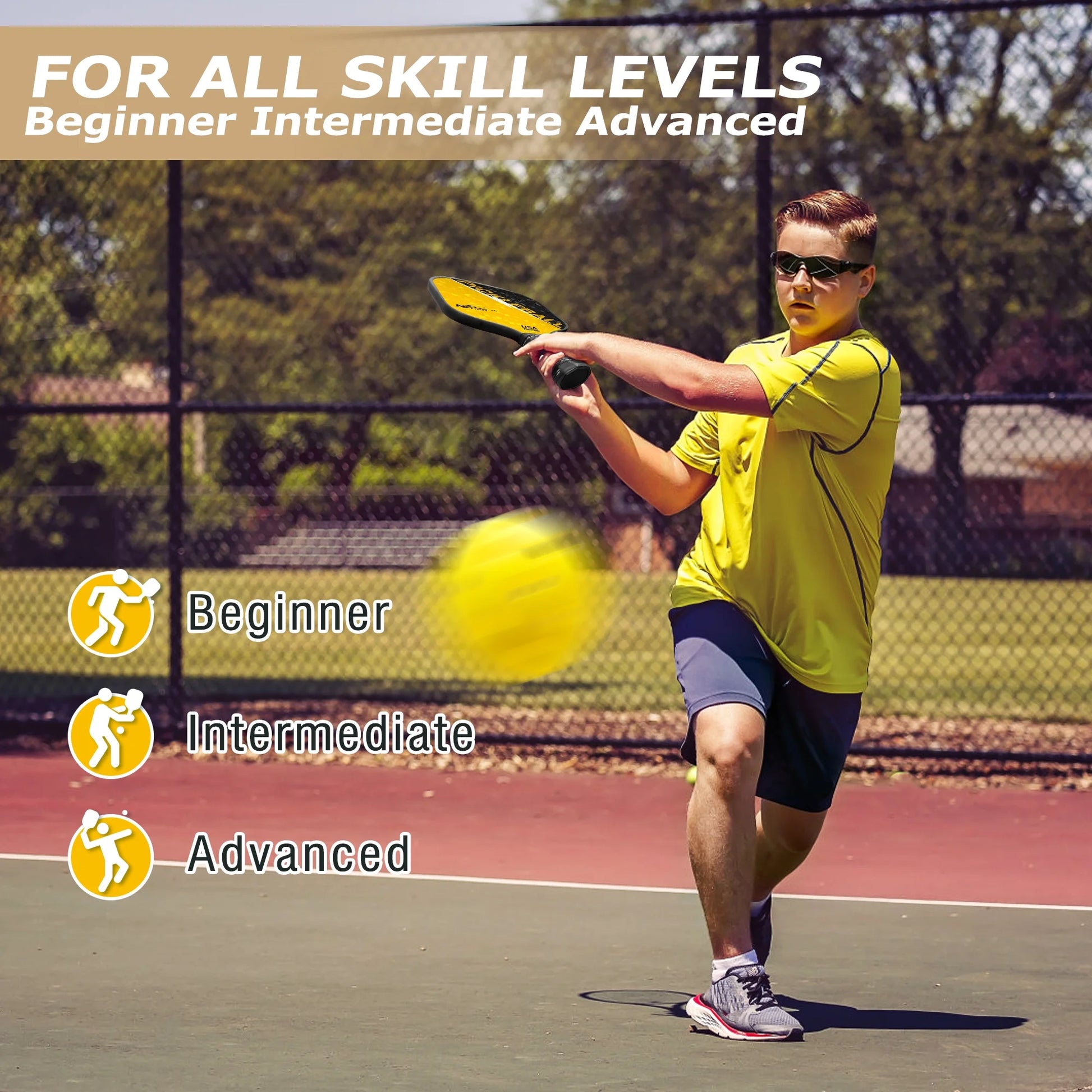 Pickleball Paddle Set – Trending Sport for All Ages, Lightweight Fiberglass, USAPA Approved, 2 Paddles + 4 Balls Included