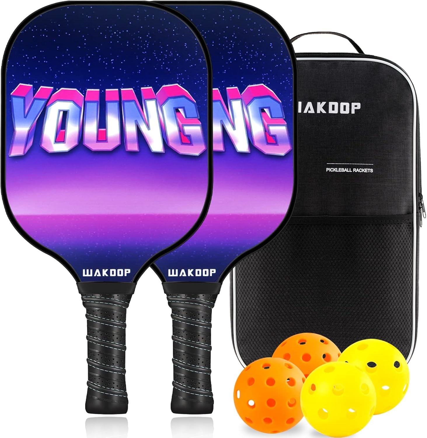 Pickleball Paddles Set of 2 Pickleball Paddles Kit Lightweight Pickleball Rackets Set with Carrying Case & 4 Balls Pickleball Equipment