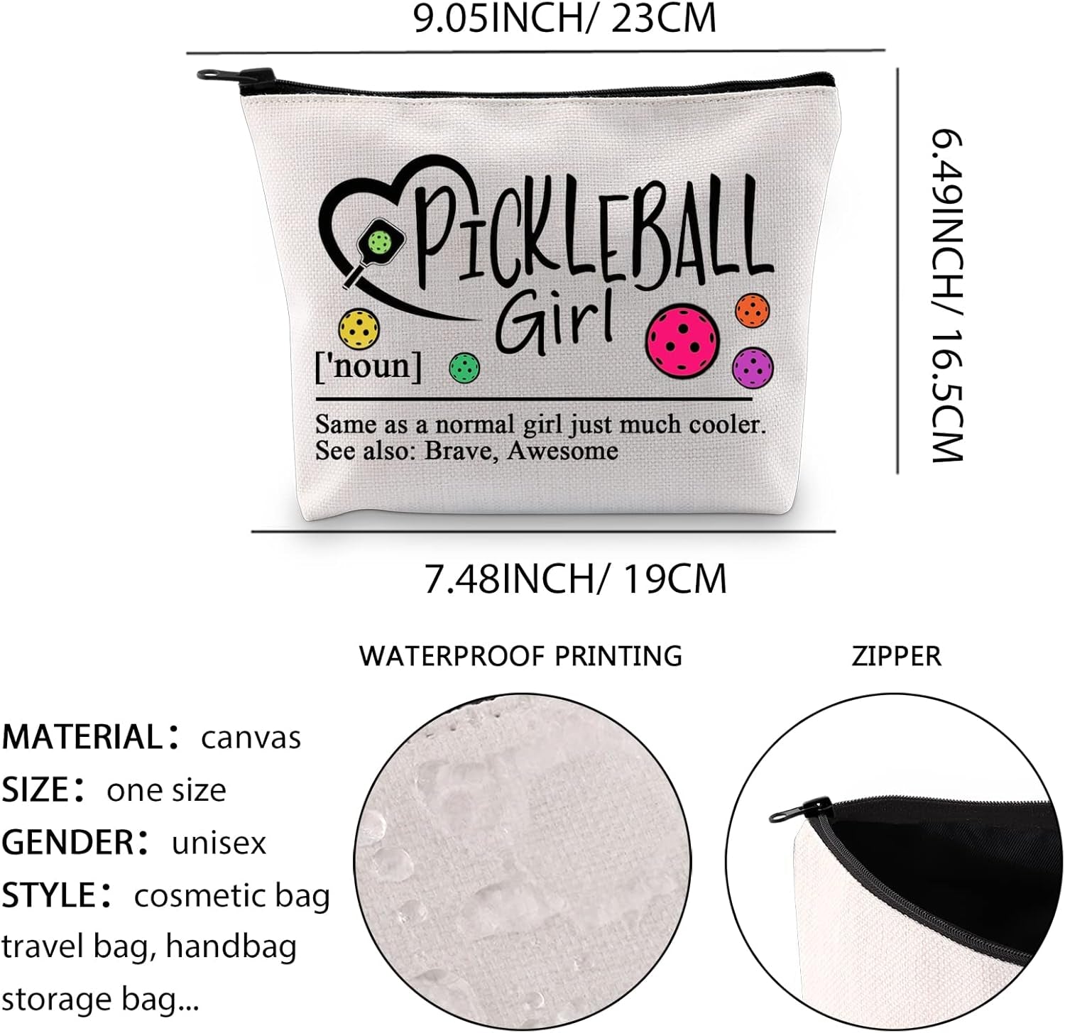Pickleballs Makeup Bag Pickle Ball Player Gift Pickleballs Lover Gifts Pickleball Cosmetic Bag (Pickleballs)