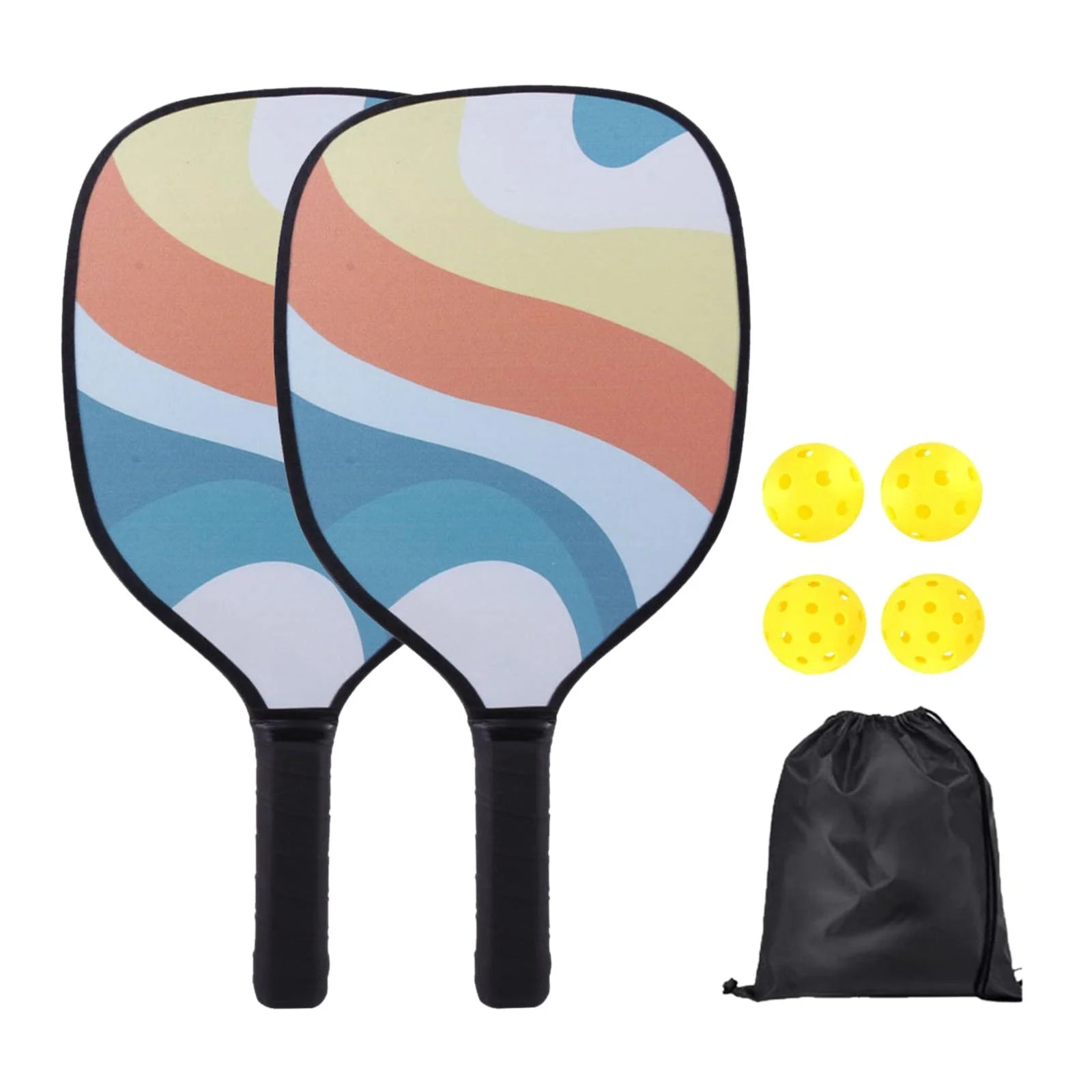 Professional Pickleball Paddle Racket with Bag 4 Balls Comfort Grip Lightweight Racquets for Adults Kids Indoor Outdoor Use Orange