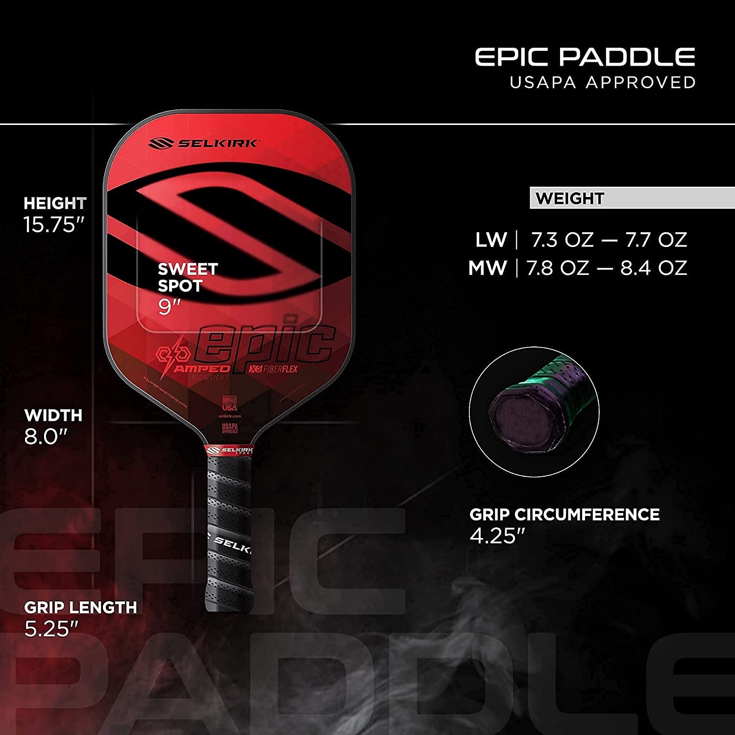 Amped Pickleball Paddle | Assembled in the USA | Amped Control or Amped Pro Fiberglass Pickleball Paddle | Unrivaled Precision & Control