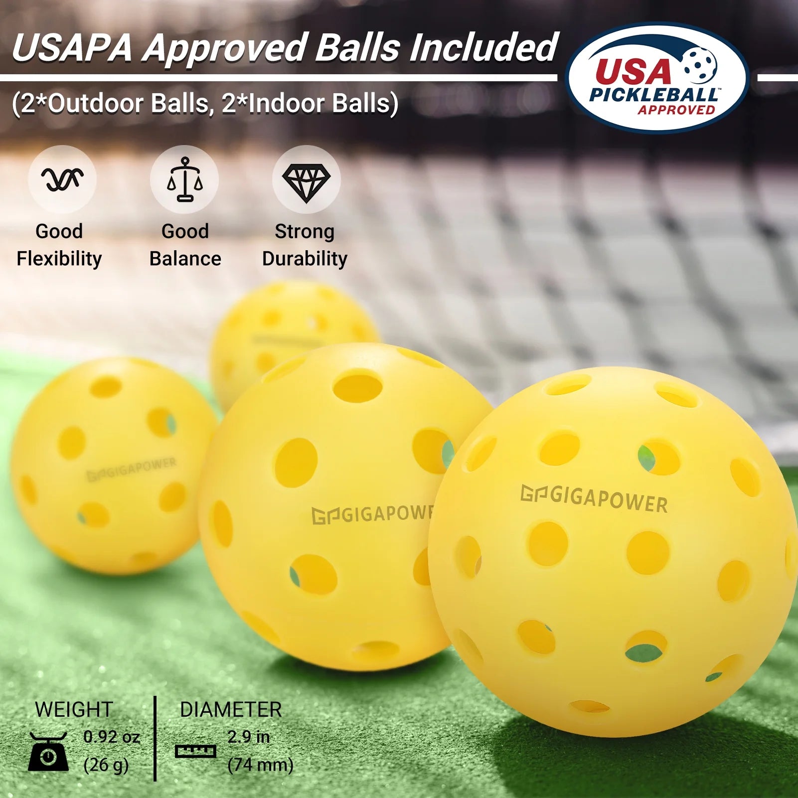 Pickleball Paddles Set of 2, USAPA Approved Graphite Carbon Face with Polypropylene Honeycomb Core Pickleball Paddle Set, Lightweight Pickleball Rackets for Women Men, Glittering Marble