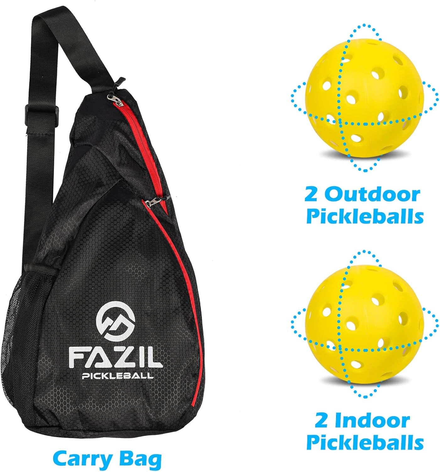 Pickleball Paddle Set - Lightweight Graphite Surface Polypropylene Honeycomb Core Pickleball Racket with Cushion Grip - 4 Pickleball Balls Portable Racquet Cover Case Bag for Indoor Outdoor Play