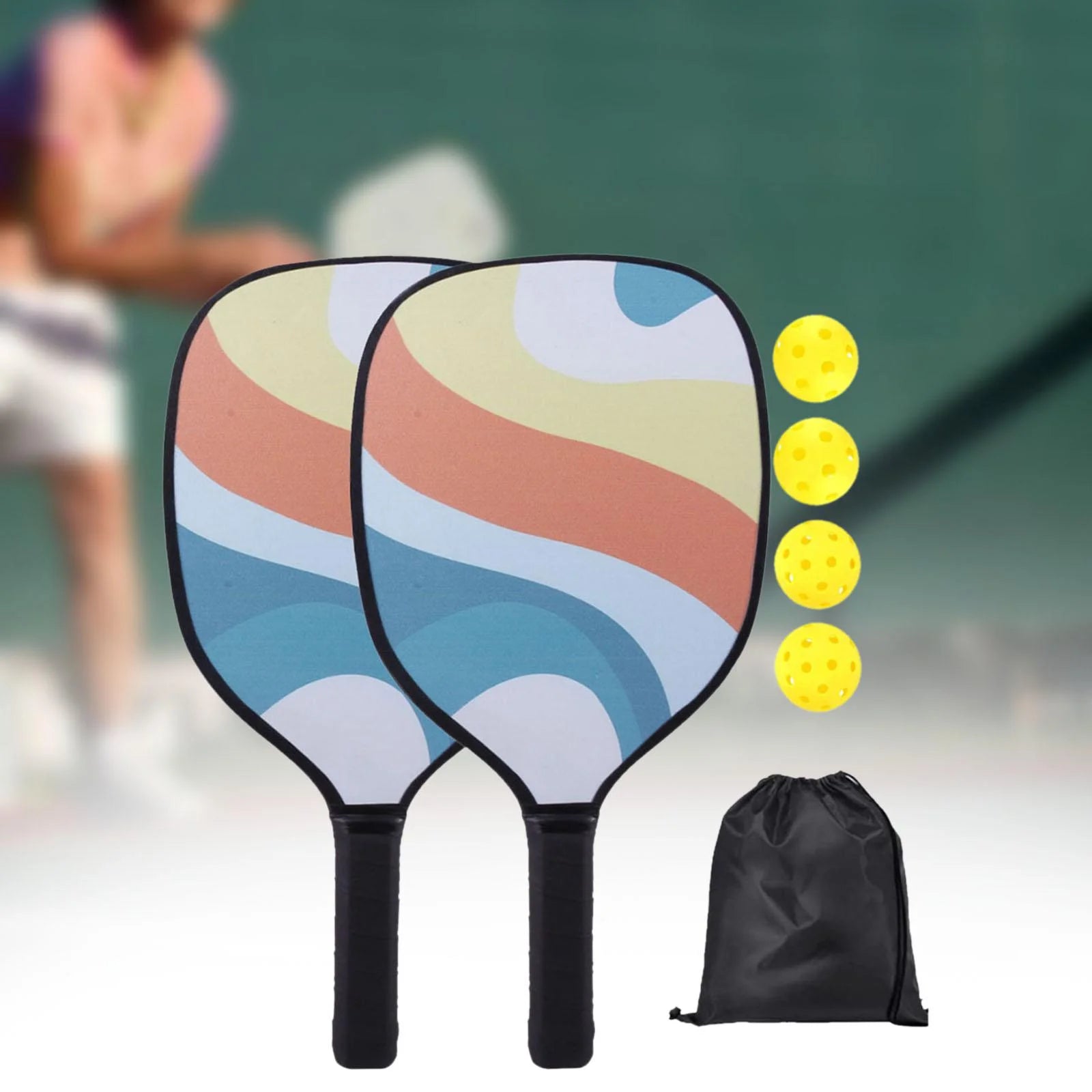 Professional Pickleball Paddle Racket with Bag 4 Balls Comfort Grip Lightweight Racquets for Adults Kids Indoor Outdoor Use Orange
