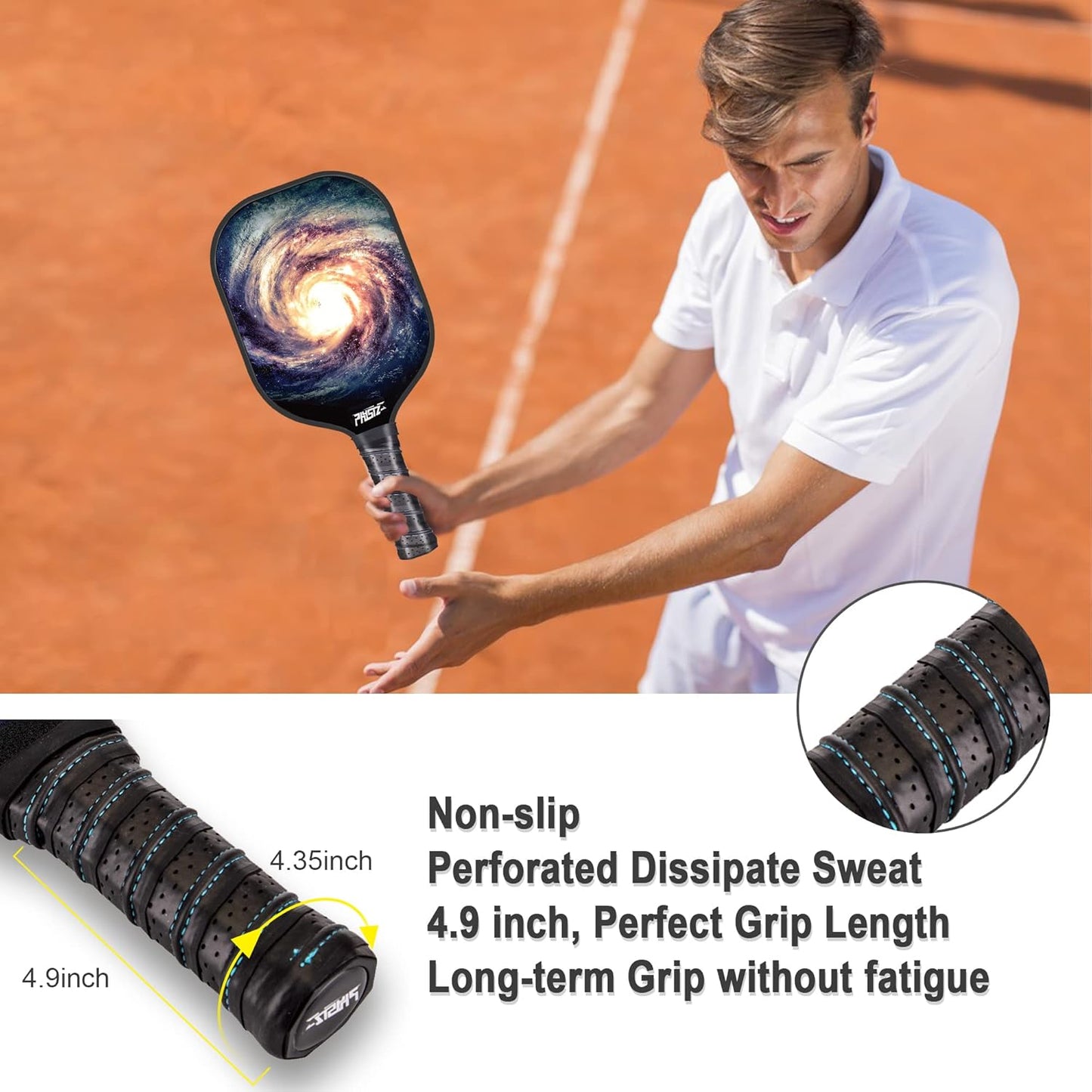 Pickleball Paddles, USAPA Approved Lightweight Pickleball Paddle Set of 2, Fiberglass Surface Polypropylene Core Pickleball Set with 2 Pickleball Rackets, 4 Pickleballs & 1 Carry Bag