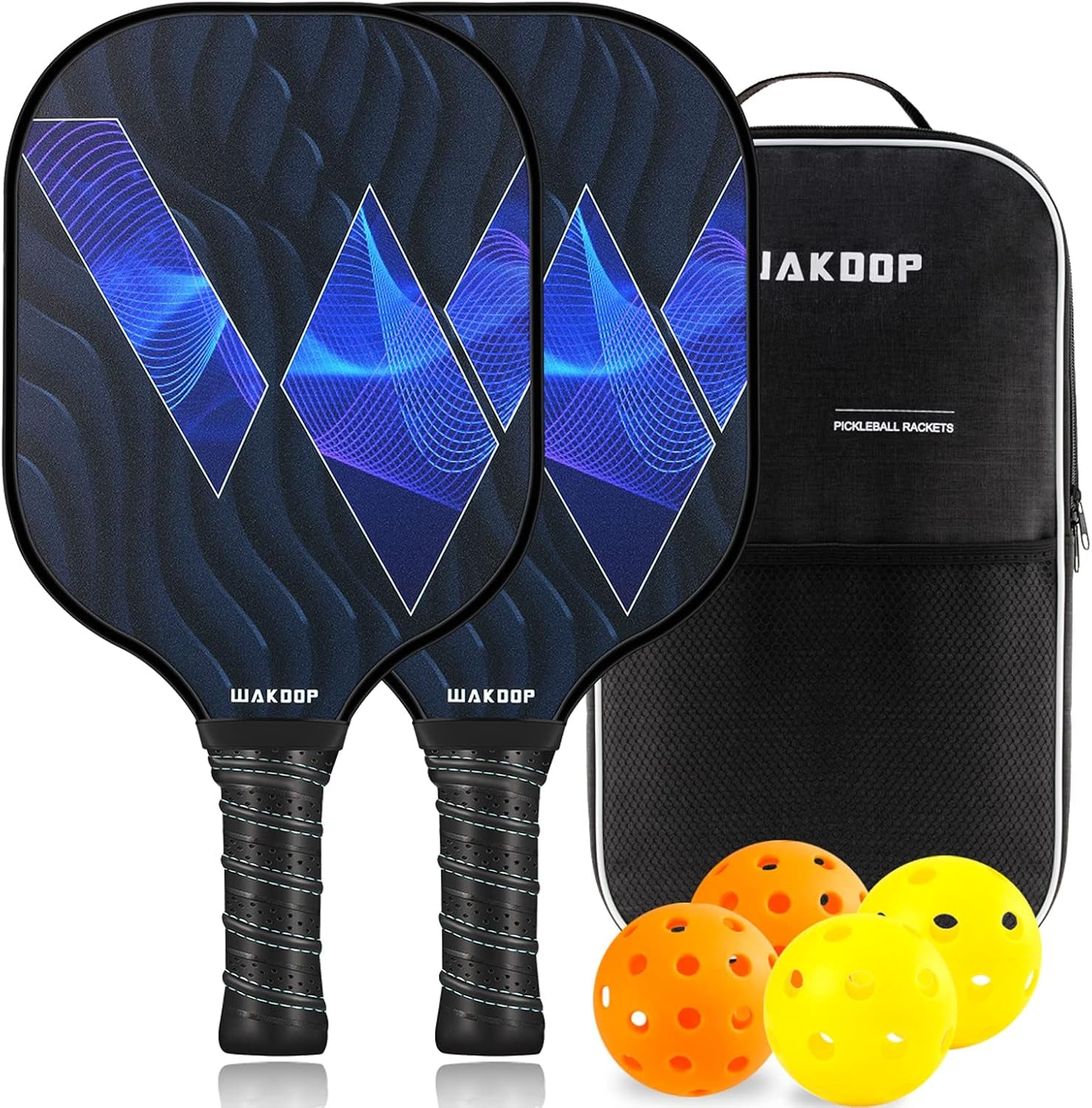 Pickleball Paddles Set of 2 Pickleball Paddles Kit Lightweight Pickleball Rackets Set with Carrying Case & 4 Balls Pickleball Equipment