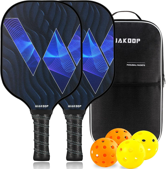 Pickleball Paddles Set of 2 Pickleball Paddles Kit Lightweight Pickleball Rackets Set with Carrying Case & 4 Balls Pickleball Equipment