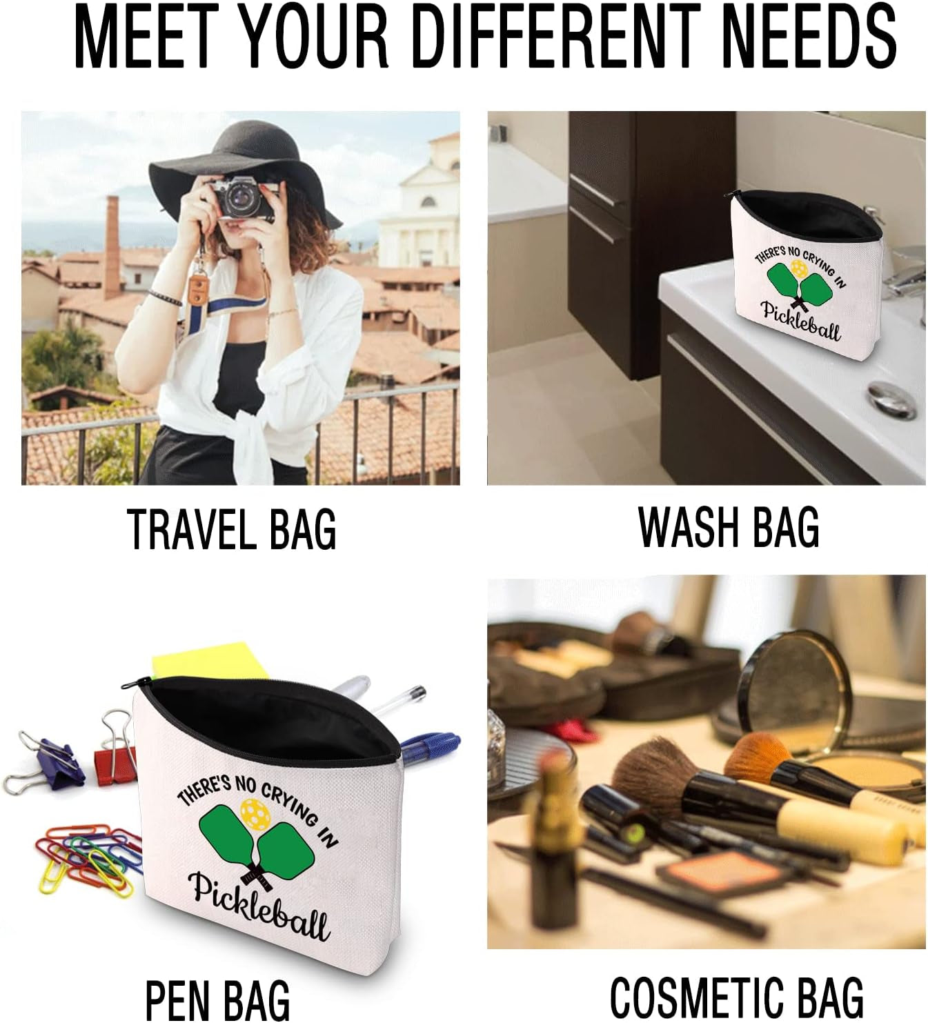 Pickleball Cosmetic Bag There’S No Crying in Pickleball/Always Pickleball Season Cosmetic Bag Pickleball Player Makeup Bag