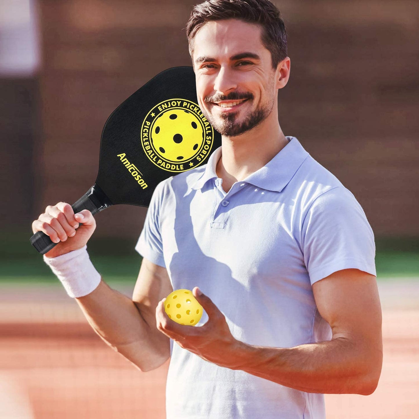 Pickleball Paddles - Set of 4 Wooden Paddles, Indoor & Outdoor Balls, Ergonomic Grip, 8 Balls & 1 Carry Bag