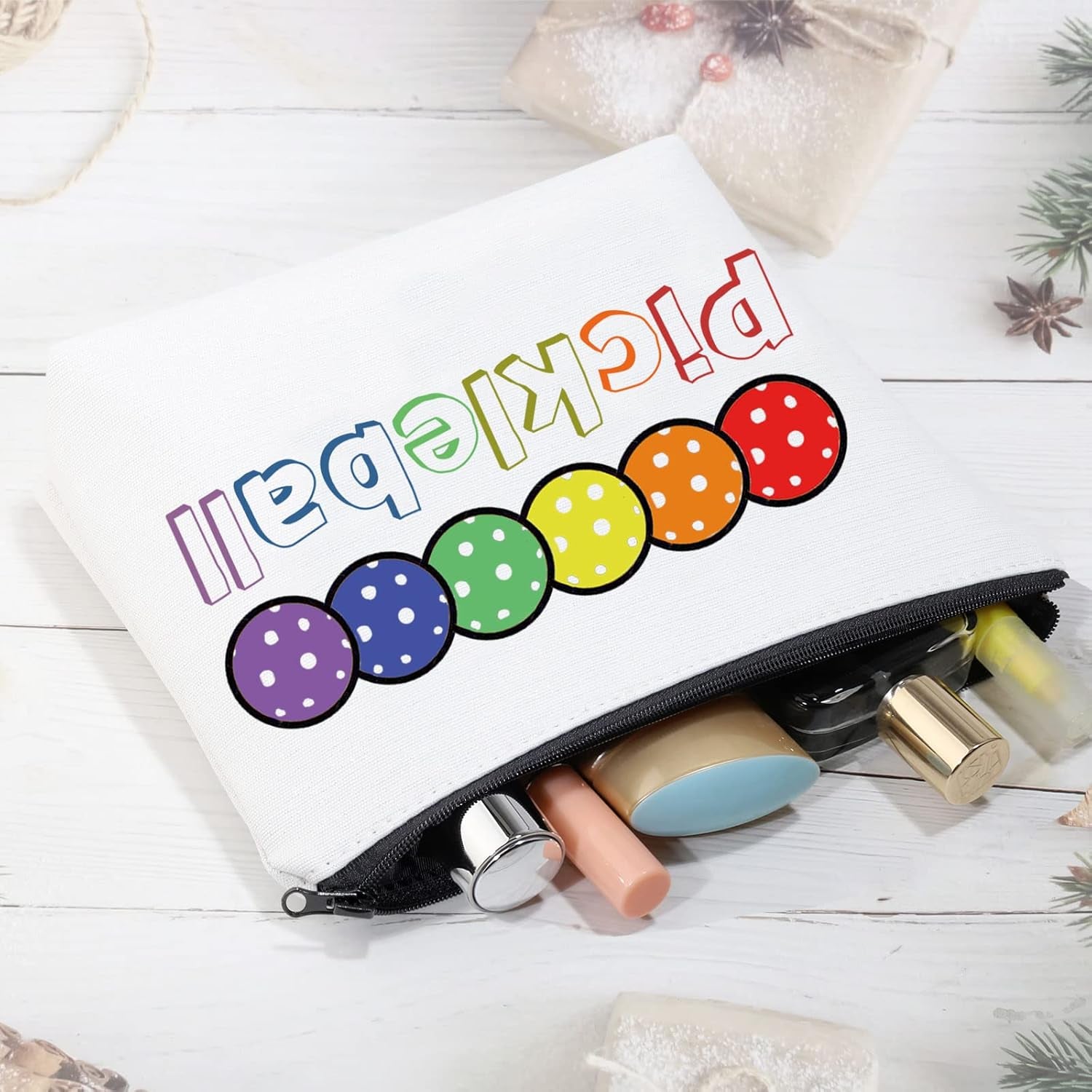 Pickleball Gifts Makeup Bag Pickleball Player Gifts Pickleball Lover Gifts Love Pickleball Cosmetic Bag Travel Pouch (Pickleball Makeup Bag)