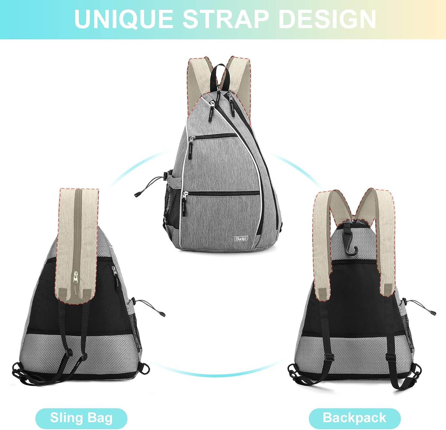 Women'S Reversible Pickleball Paddle Bag with Rackets Compartment