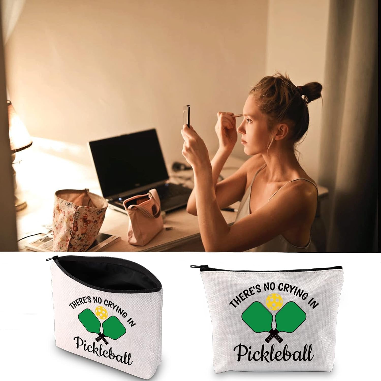 Pickleball Cosmetic Bag There’S No Crying in Pickleball/Always Pickleball Season Cosmetic Bag Pickleball Player Makeup Bag