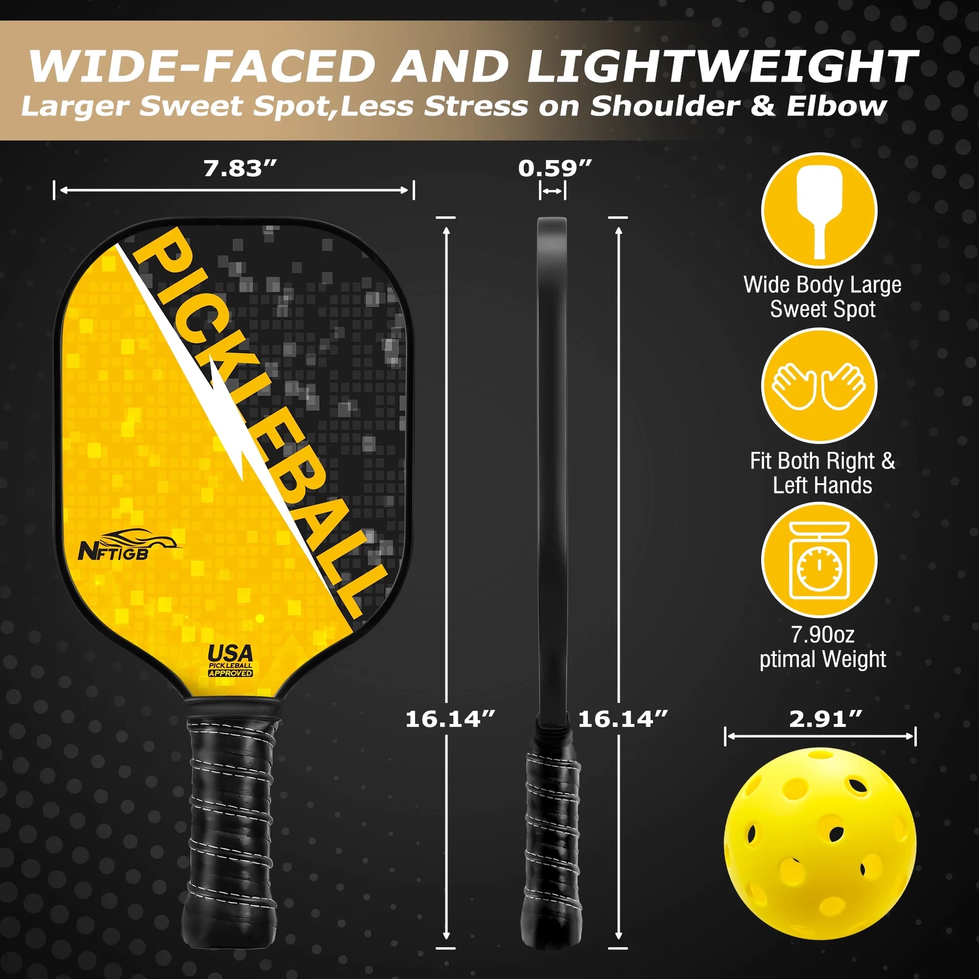 Pickleball Paddle Set – Trending Sport for All Ages, Lightweight Fiberglass, USAPA Approved, 2 Paddles + 4 Balls Included