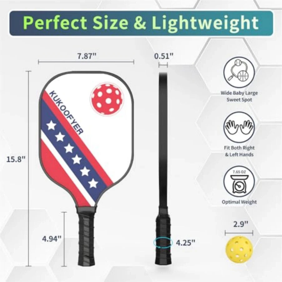 Pickleball Paddles, USAPA Approved Fiberglass Pickleball Paddle Handle Set, Incl