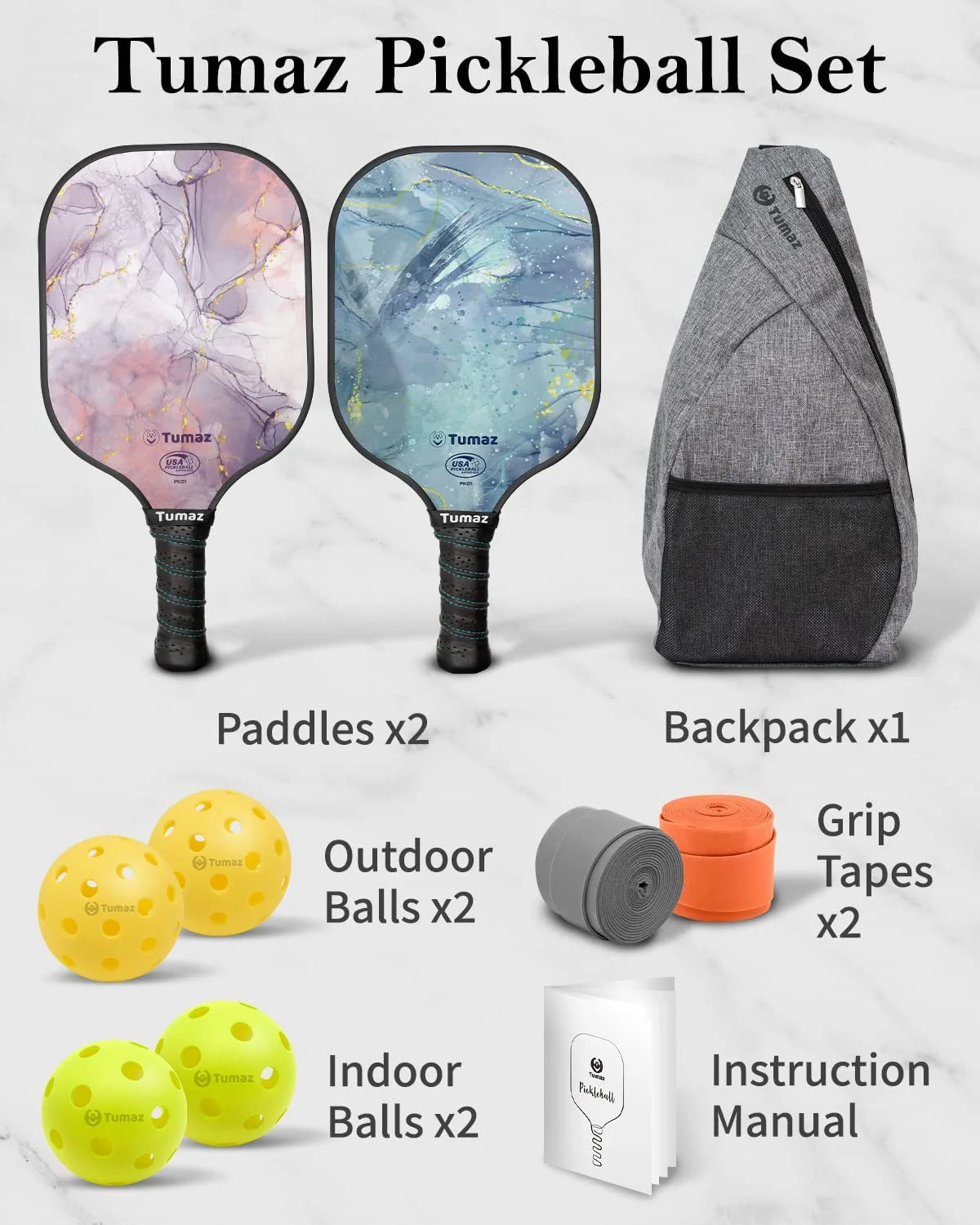 Pickleball Set - Premium Fiberglass Pickle Ball Paddles