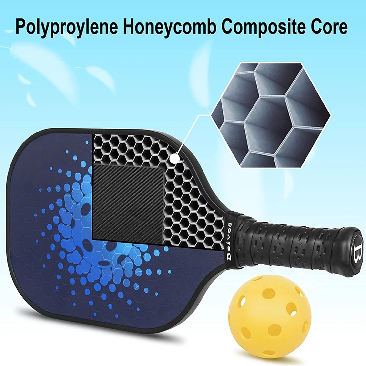 Pickleball Paddles Set of 2 - Carbon Fiber 7.9Oz Lightweight Rackets W/ 4 Pickle Balls & Carry Case for Indoor/Outdoor Play