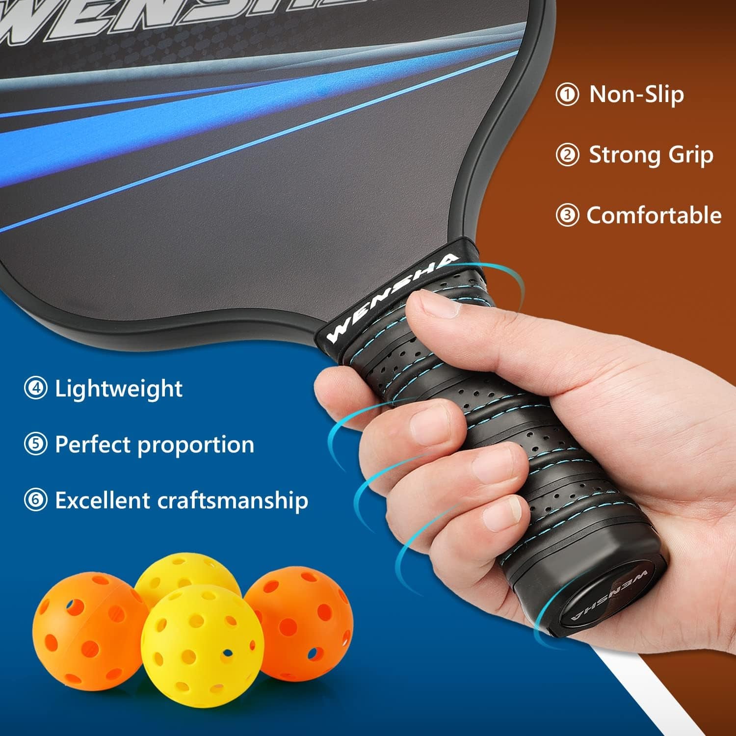 Pickleball Paddles Set - Pickle Ball Raquette Set of 2 Pickleball Rackets 4 Pickleballs Balls Portable Bag Polypropylene Honeycomb Core Graphite Surface Lightweight Pickleball Set Gift Outdoor Indoor