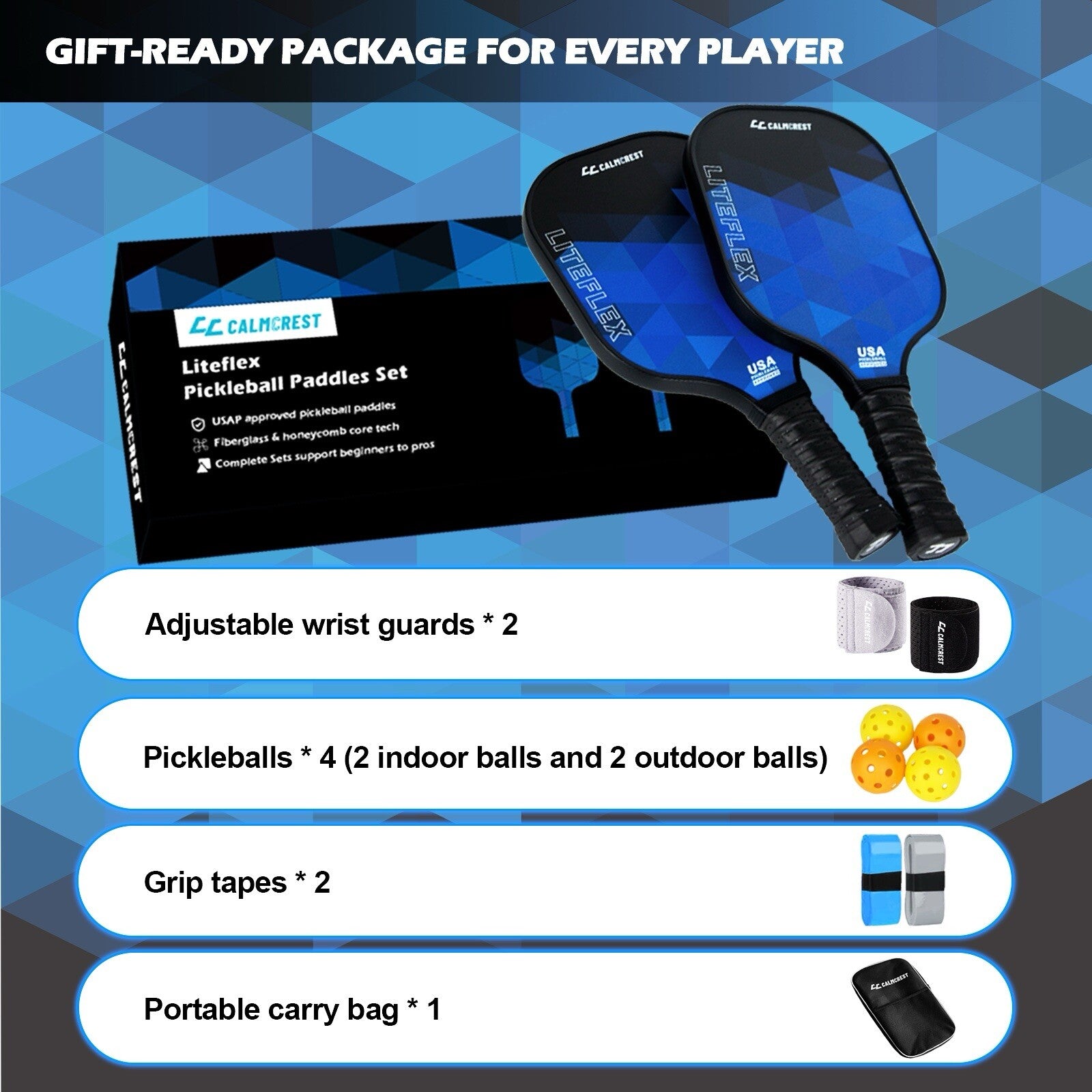 Econour Pickleball Paddles Set of 2 - USAPA Approved Fiberglass Pickleball Paddl