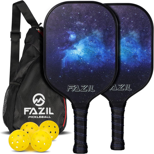 Pickleball Paddle Set - Lightweight Graphite Surface Polypropylene Honeycomb Core Pickleball Racket with Cushion Grip - 4 Pickleball Balls Portable Racquet Cover Case Bag for Indoor Outdoor Play