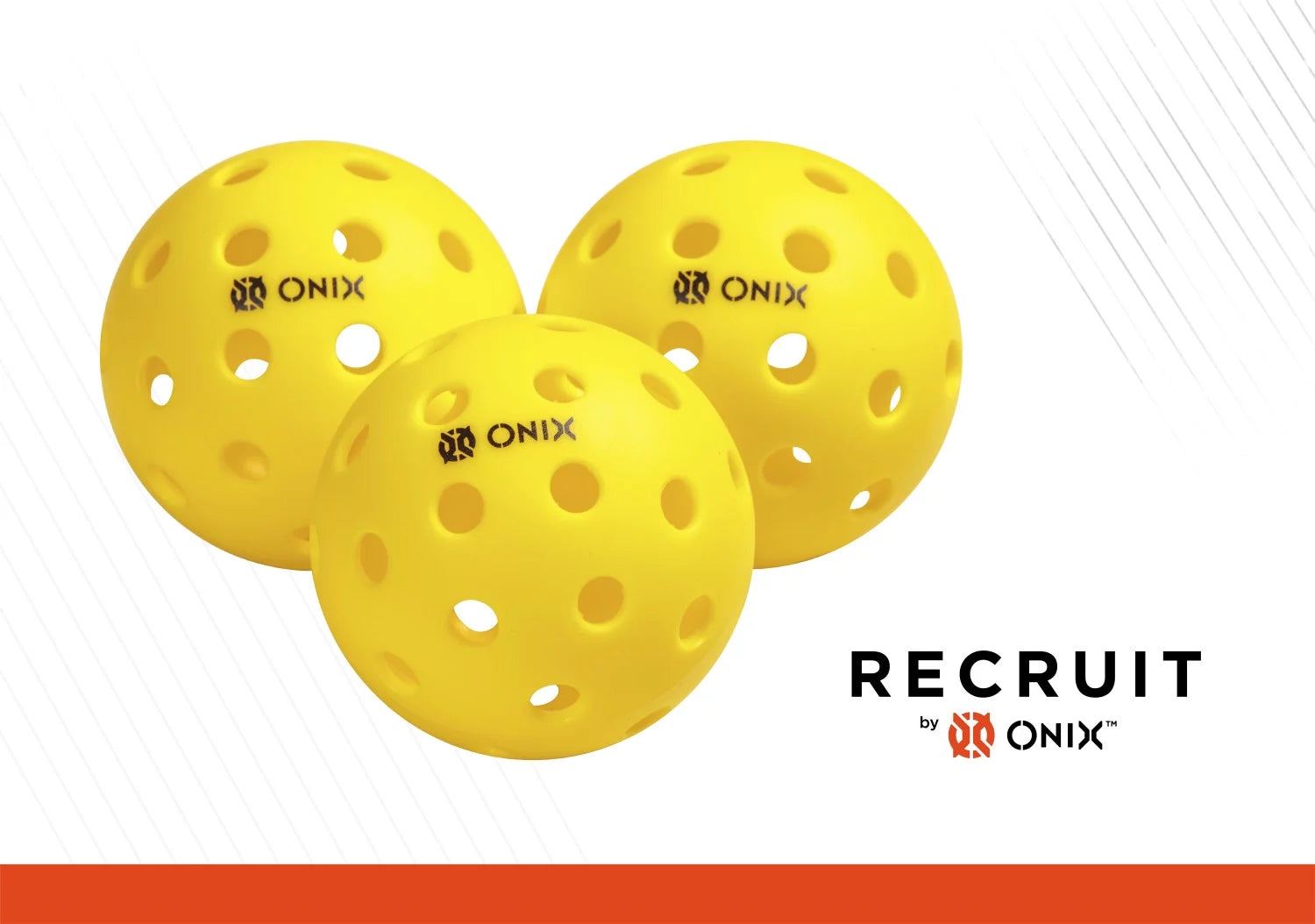 Recruit by  Pickleball Pure Outdoor Balls (Yellow, 3-Pack), 2.5 Lb